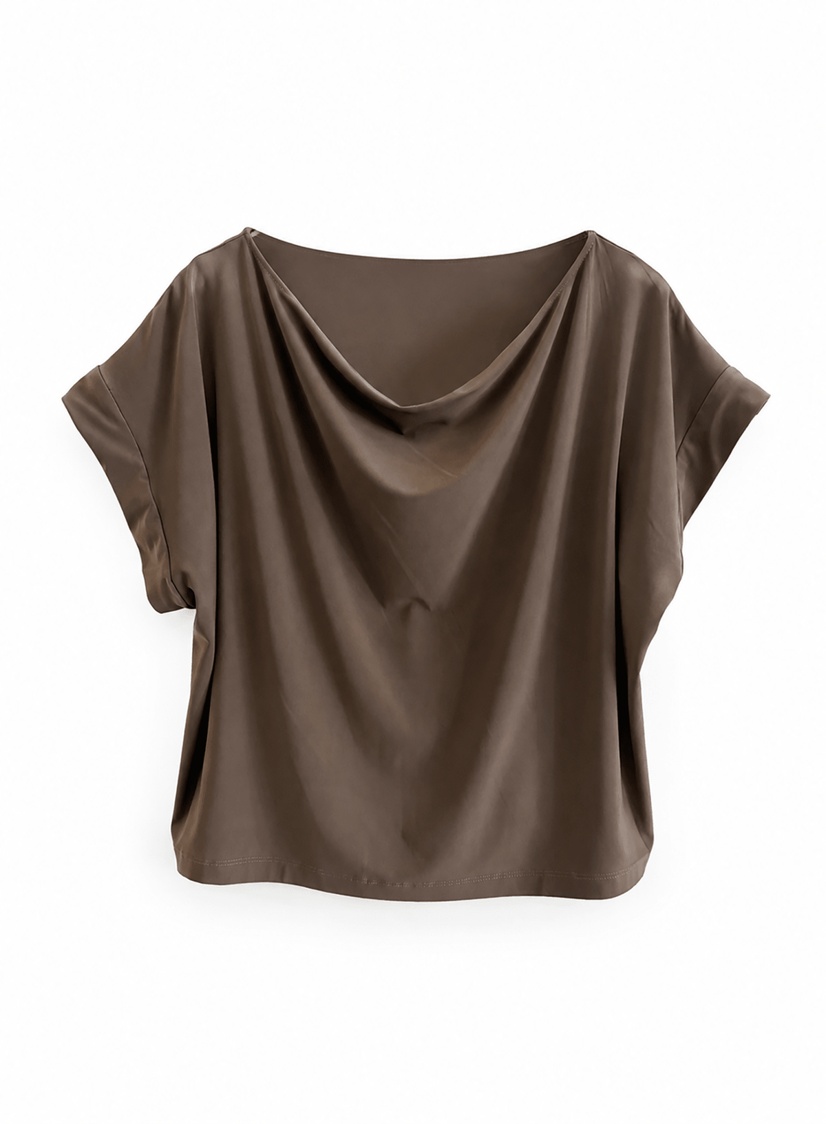 Cowl Neck Tee - Taupe - Meg