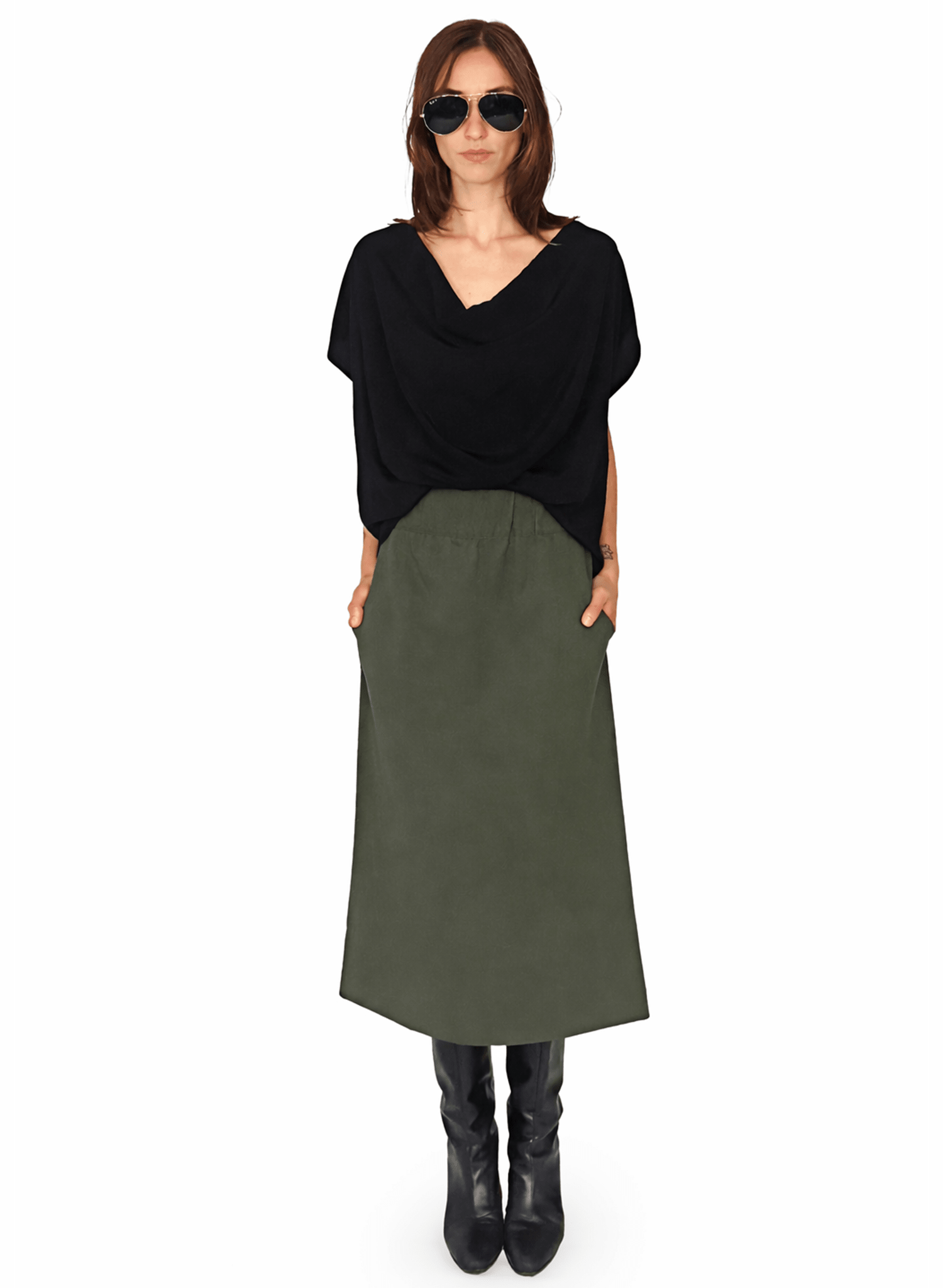 Cowl Top - Black - Meg