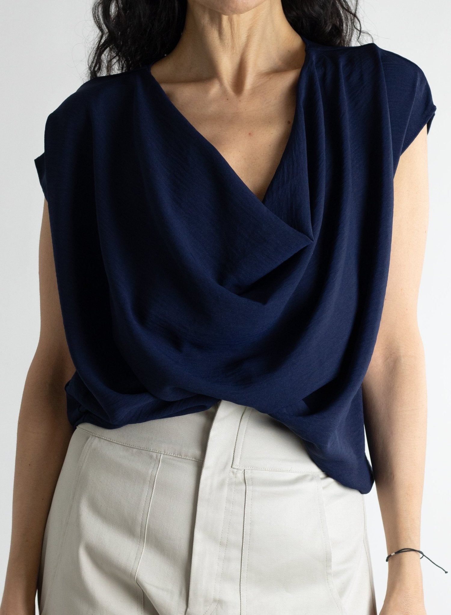 Cowl Top - Navy - Meg