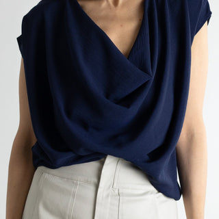 Cowl Top - Navy - Meg