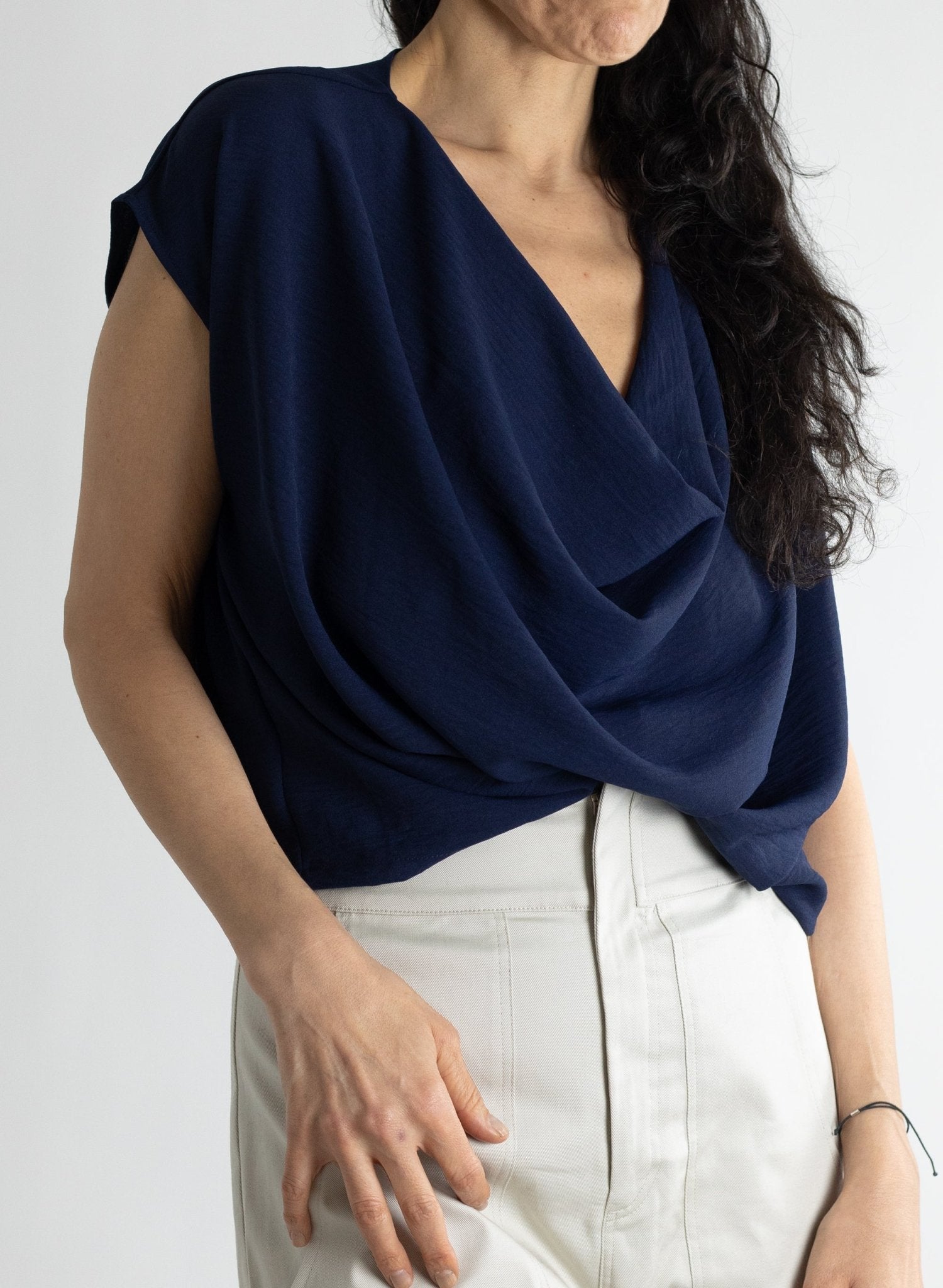 Cowl Top - Navy - Meg