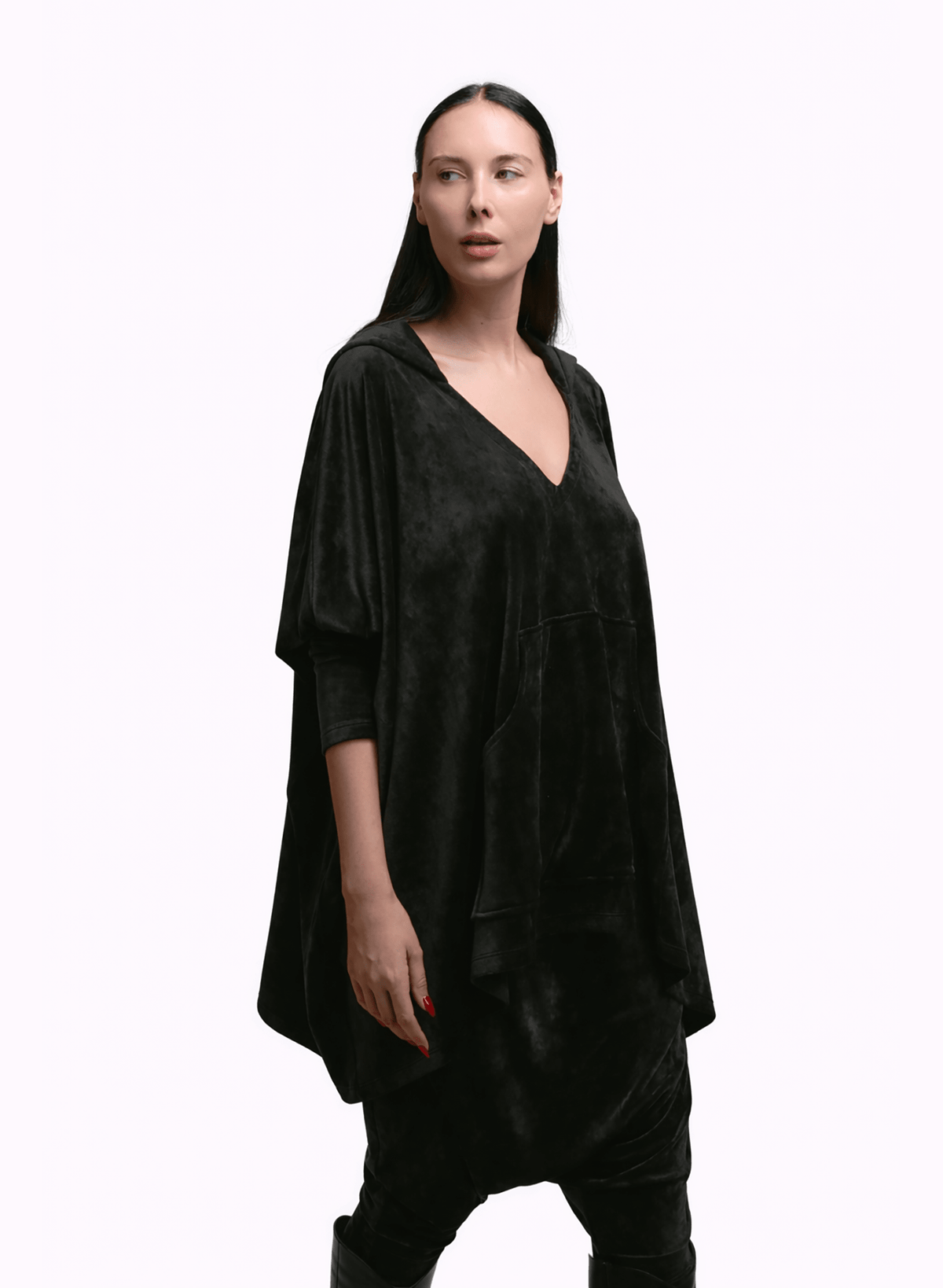 Cozy Hoodie - Black Velour - Meg