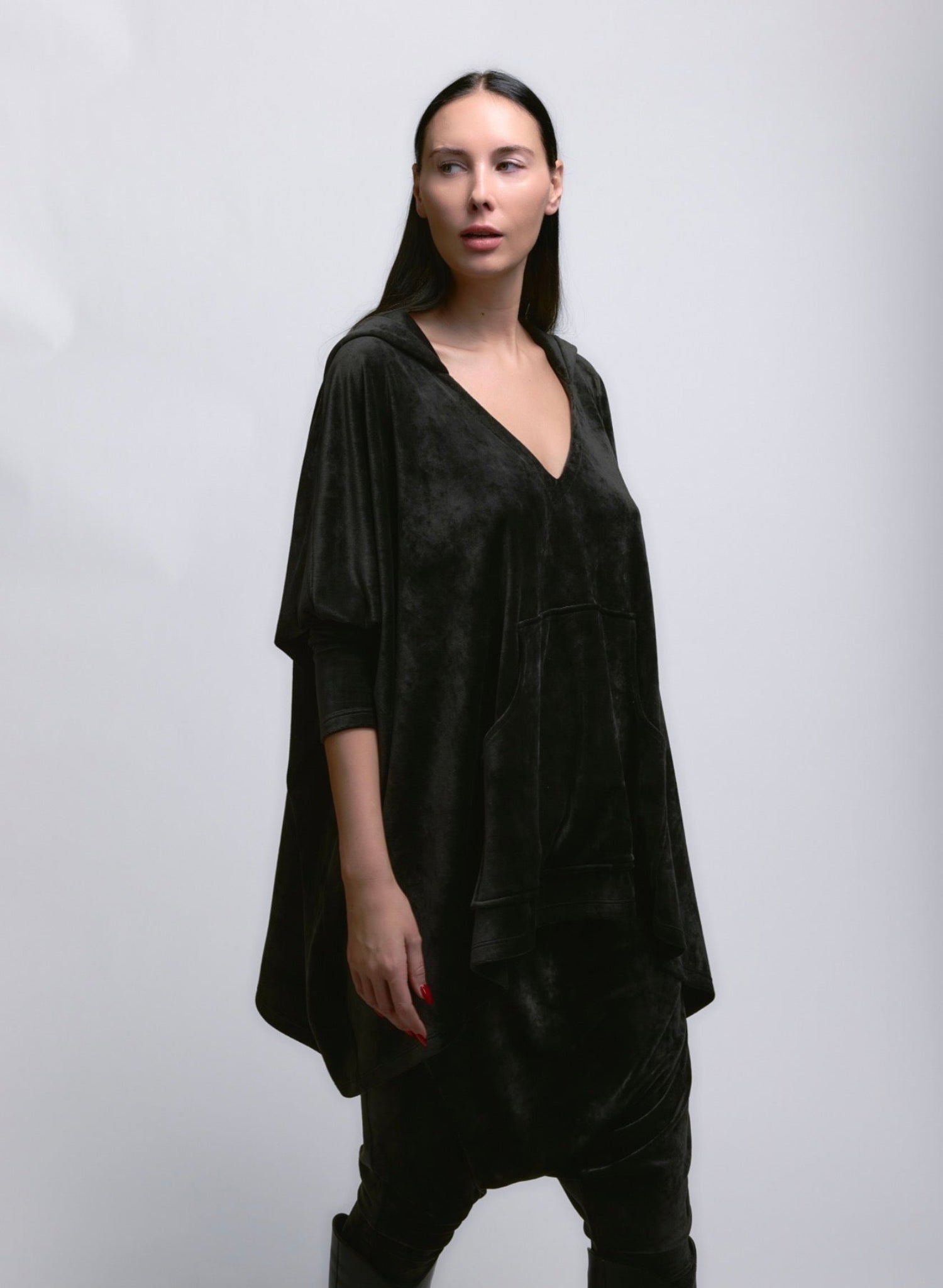 Cozy Hoodie - Black Velour - Meg