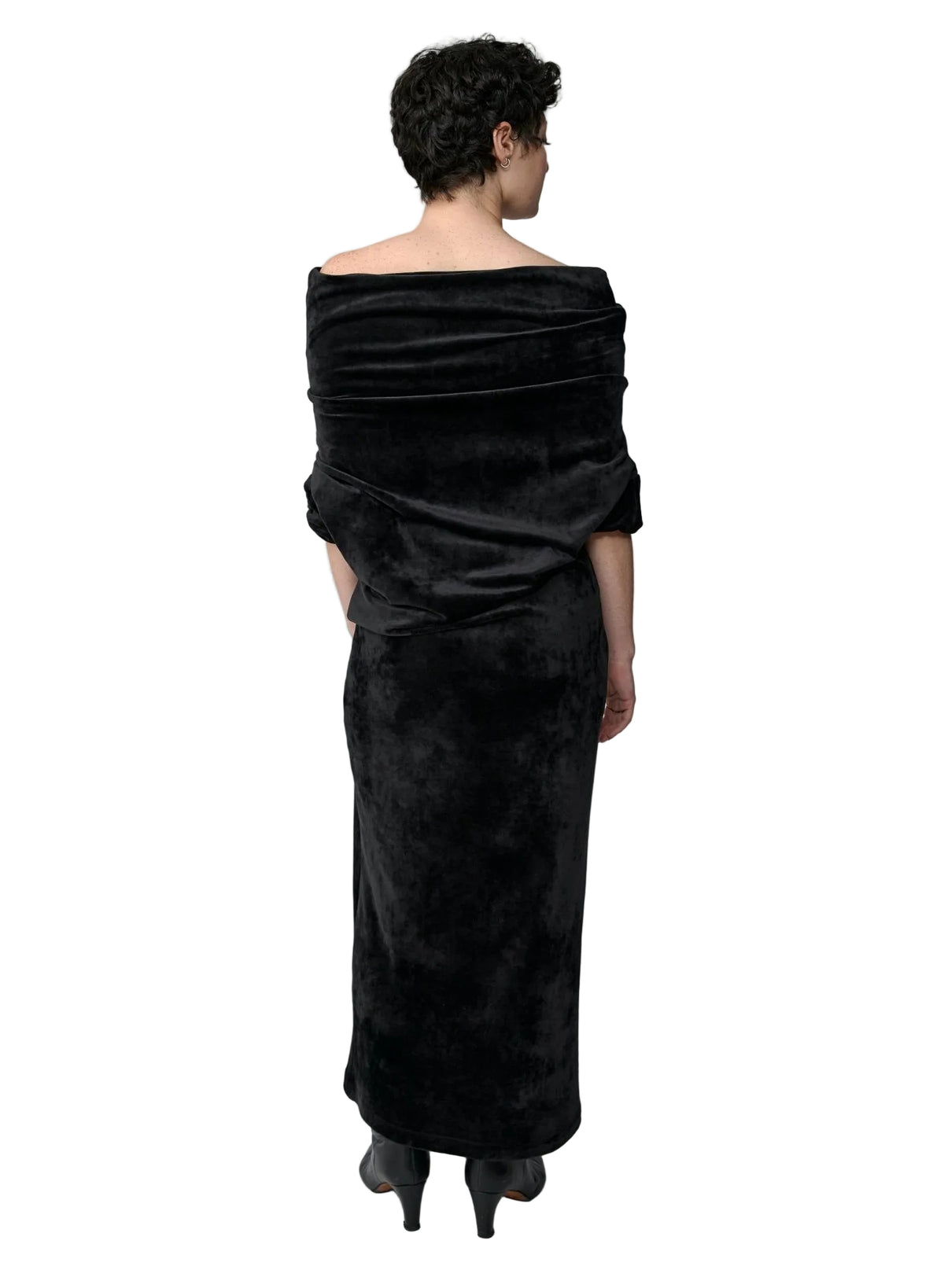 Crazy Sweater Dress - Black Velour (Pre - Order) - Meg