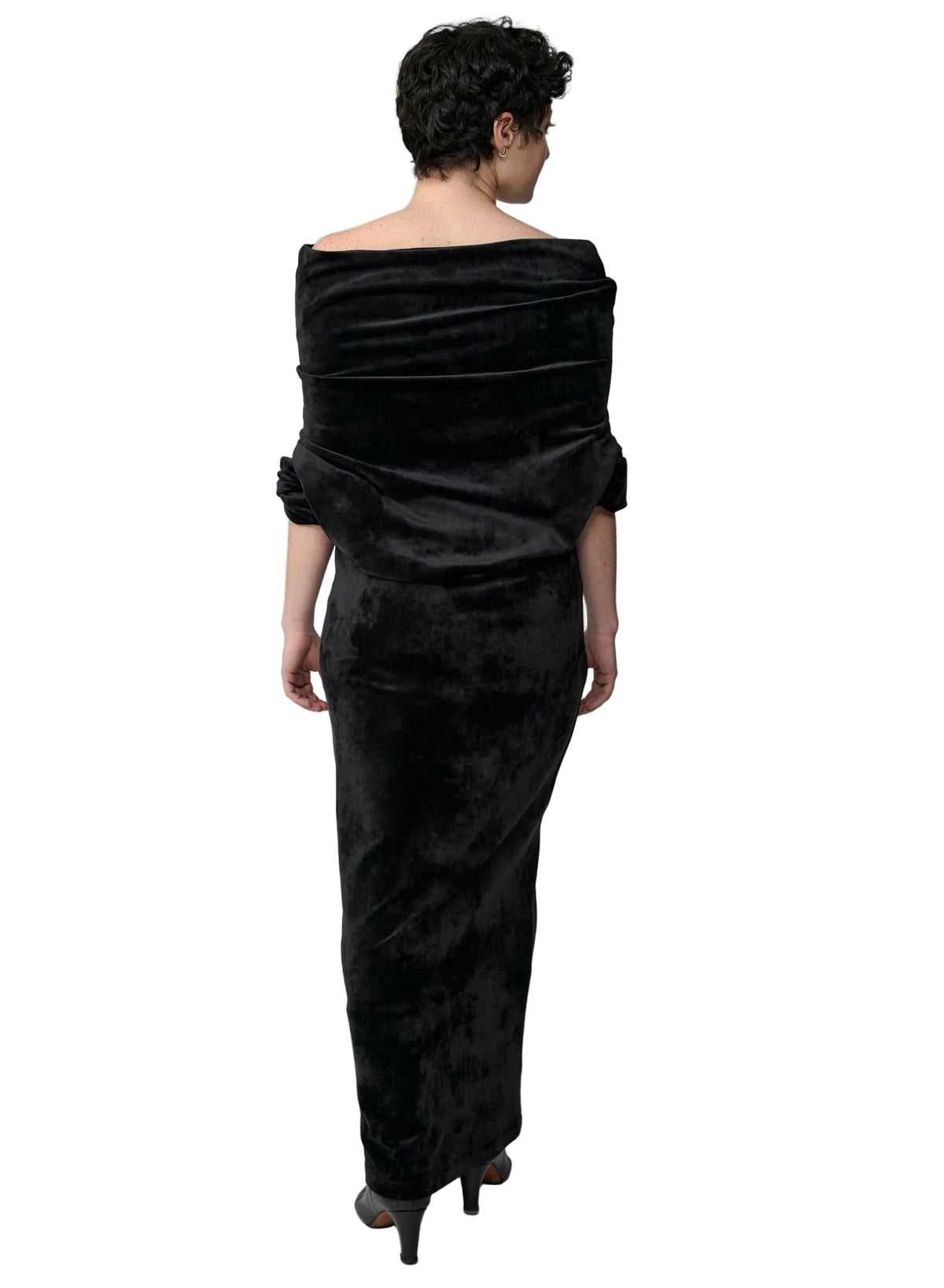 Crazy Sweater Dress - Black Velour (Pre - Order) - Meg