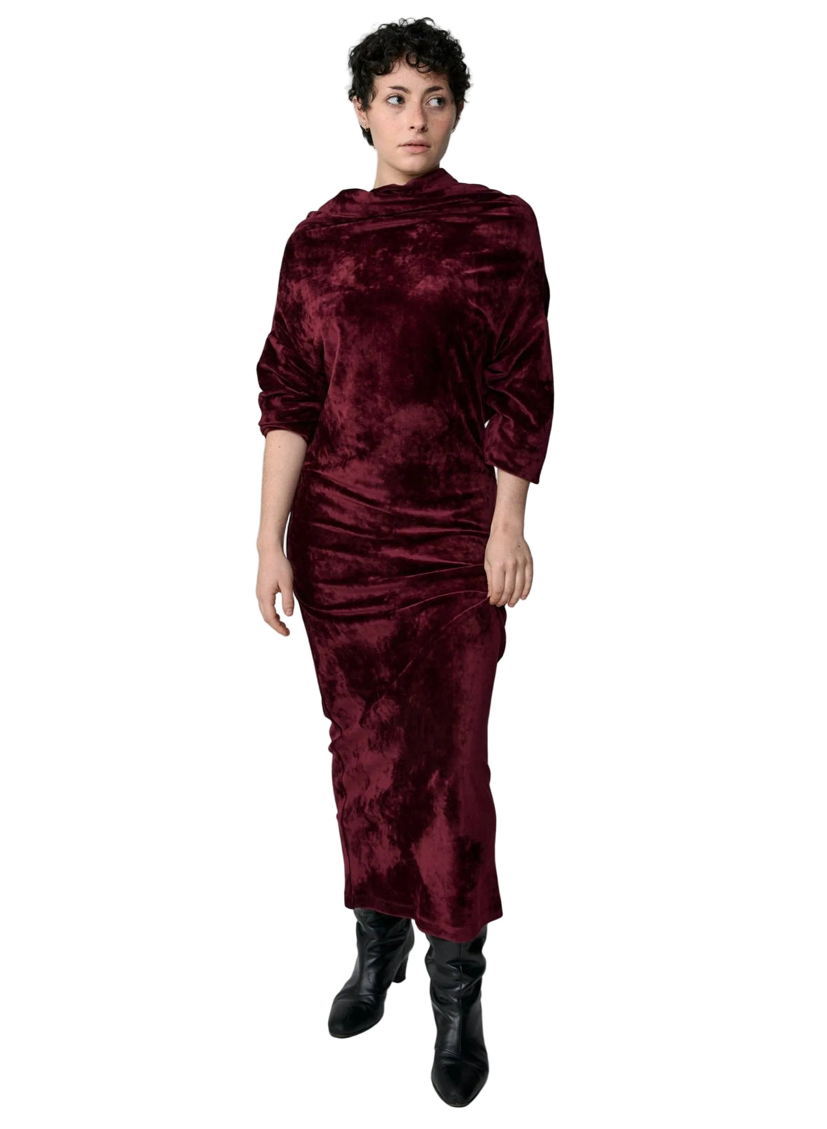 Crazy Sweater Dress - Burgundy Velour (Pre - Order) - Meg