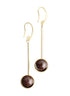David Aubrey - Geometric Globe Earrings - Brown Agate/Brass - Meg