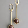 David Aubrey - Geometric Globe Earrings - Brown Agate/Brass - Meg