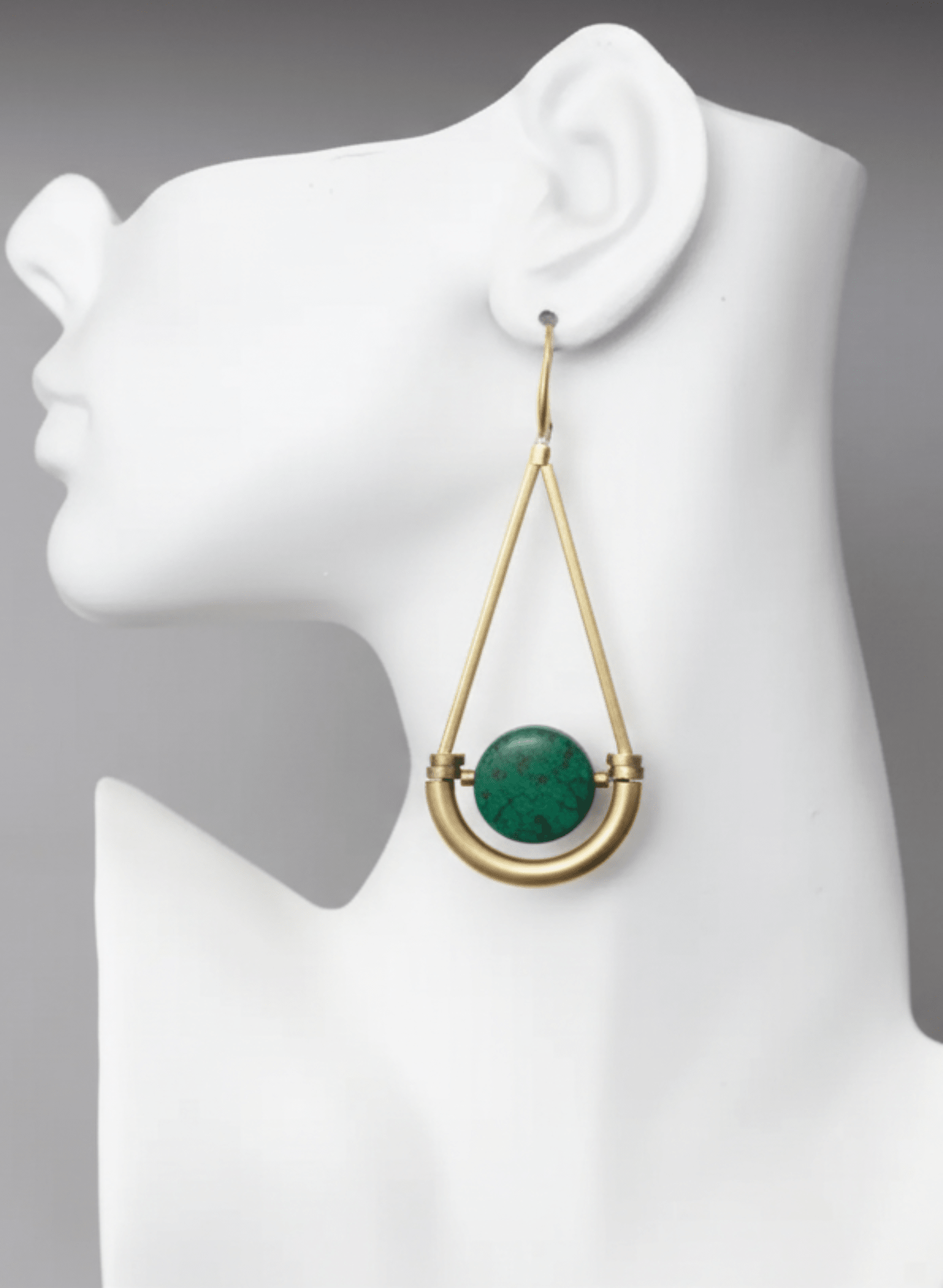 David Aubrey - Geometric Jasper and Brass Earrings - Meg