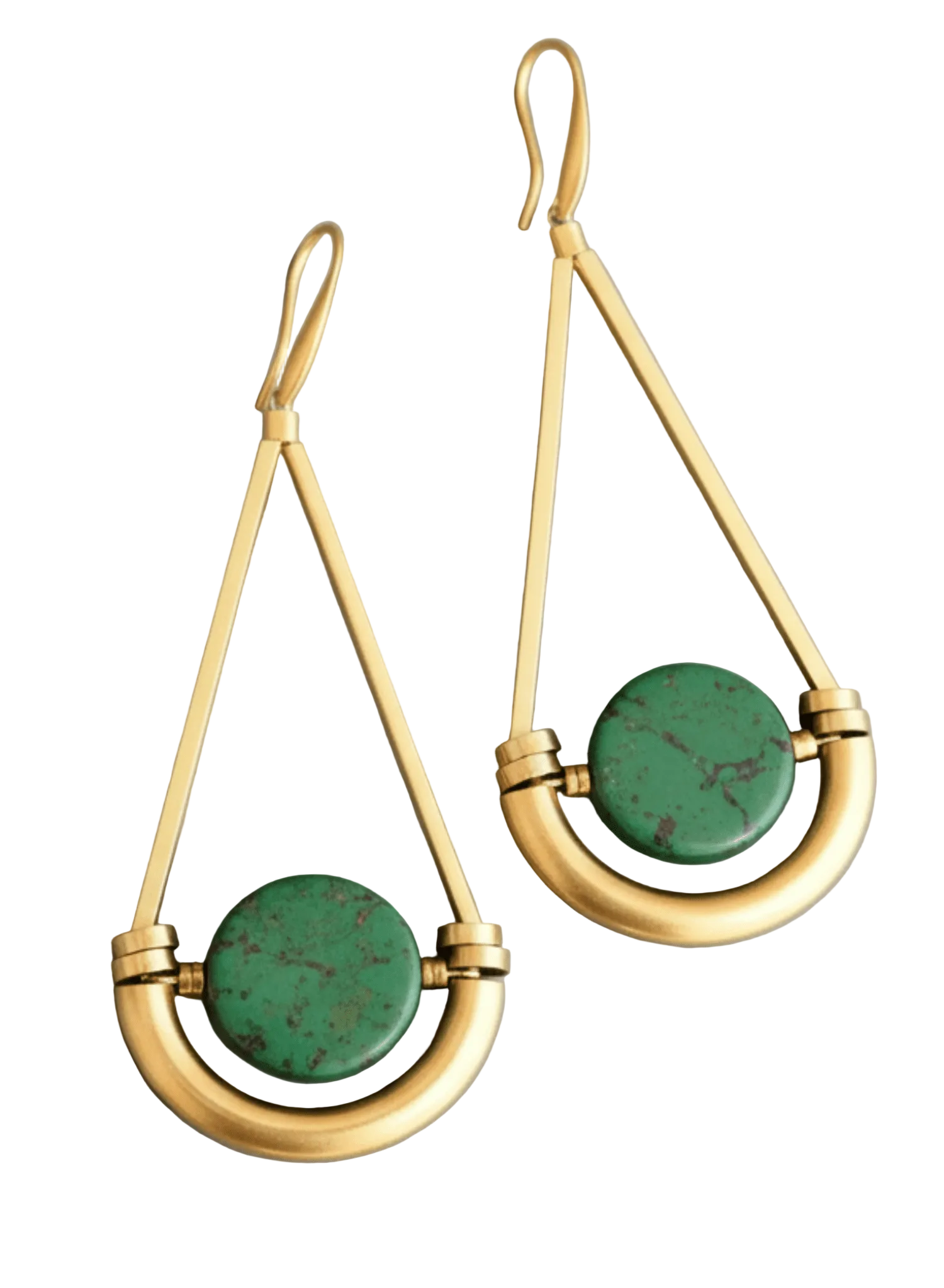 David Aubrey - Geometric Jasper and Brass Earrings - Meg