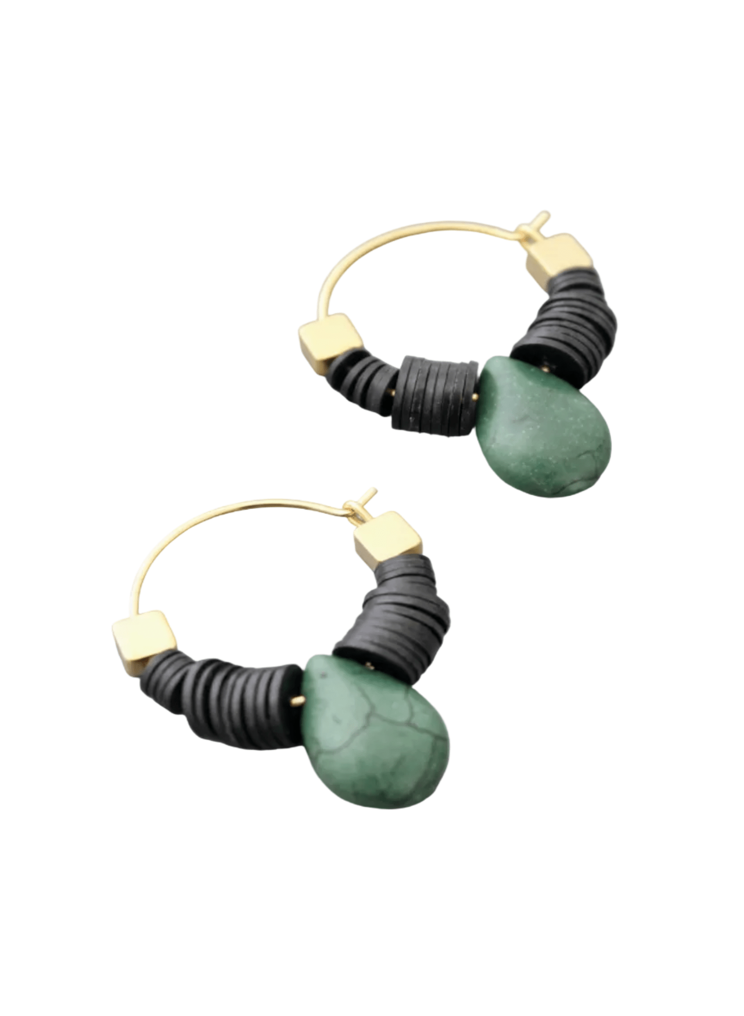 David Aubrey - Green Teardrop Hoops - Meg