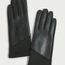 Diagonal Panel Gloves - Black Leather - Meg