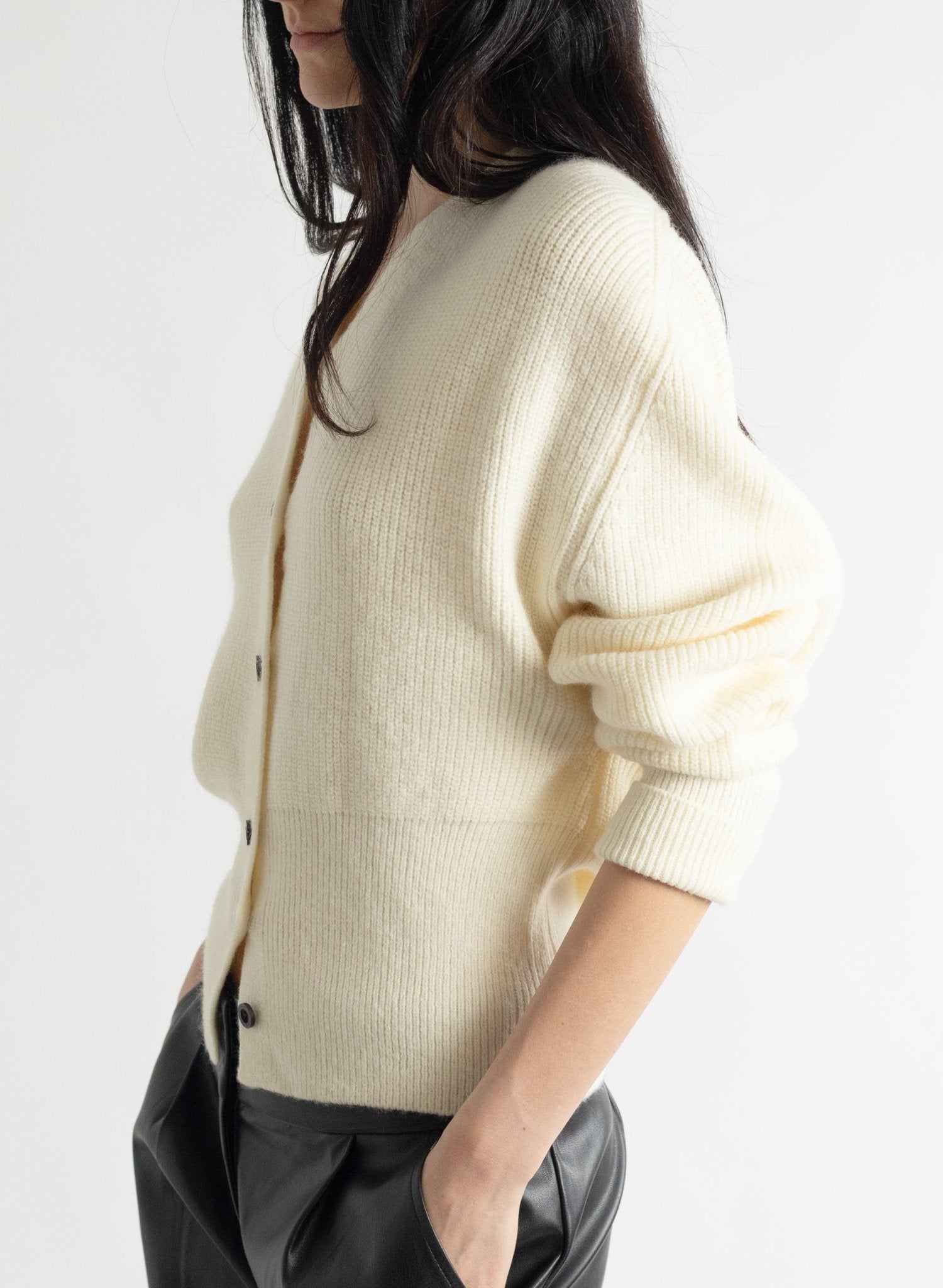 Dolman Sleeve V - Neck Cardigan - Ivory - Meg