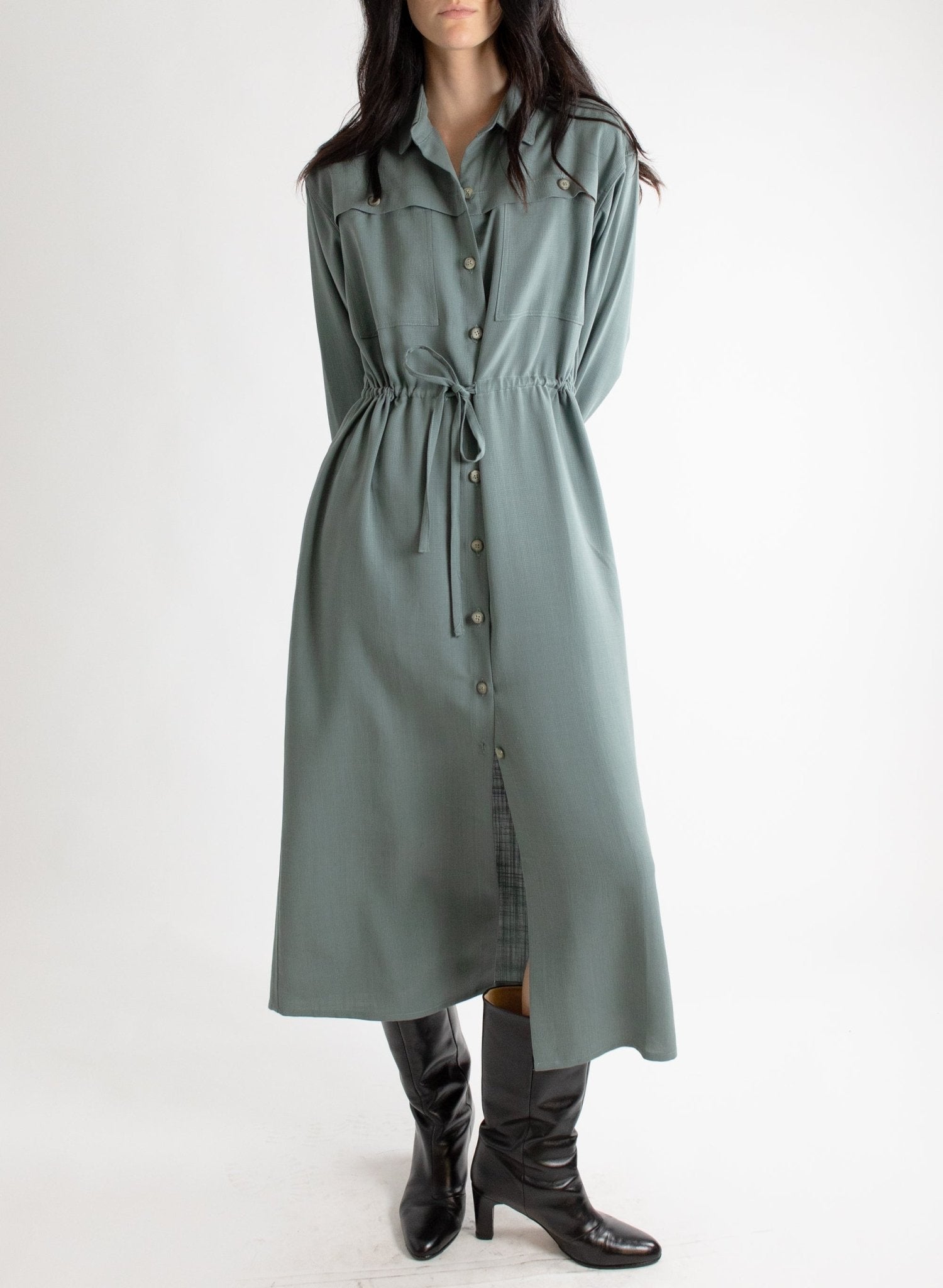 Domingo Drawstring Dress - Slate - Meg