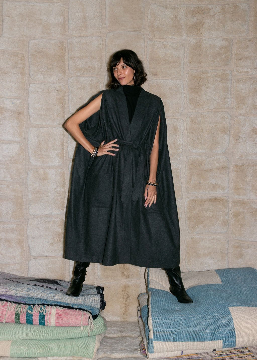 Draped Coat - Reclaimed Wool (Pre - Order) - Meg