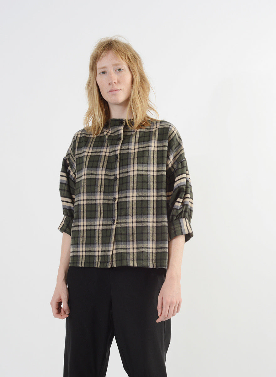 Flannel Poet Top - Forest - S (RESALE ITEM)