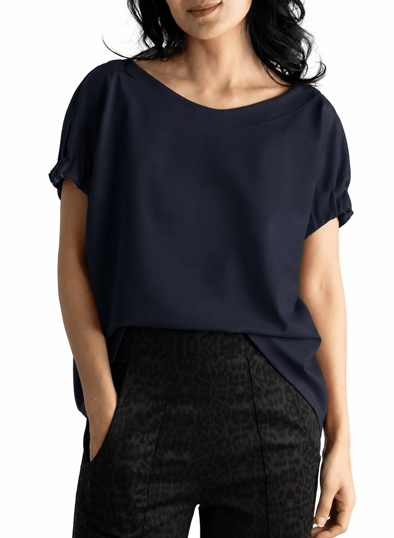 Elastic Armhole Top - Navy - Meg