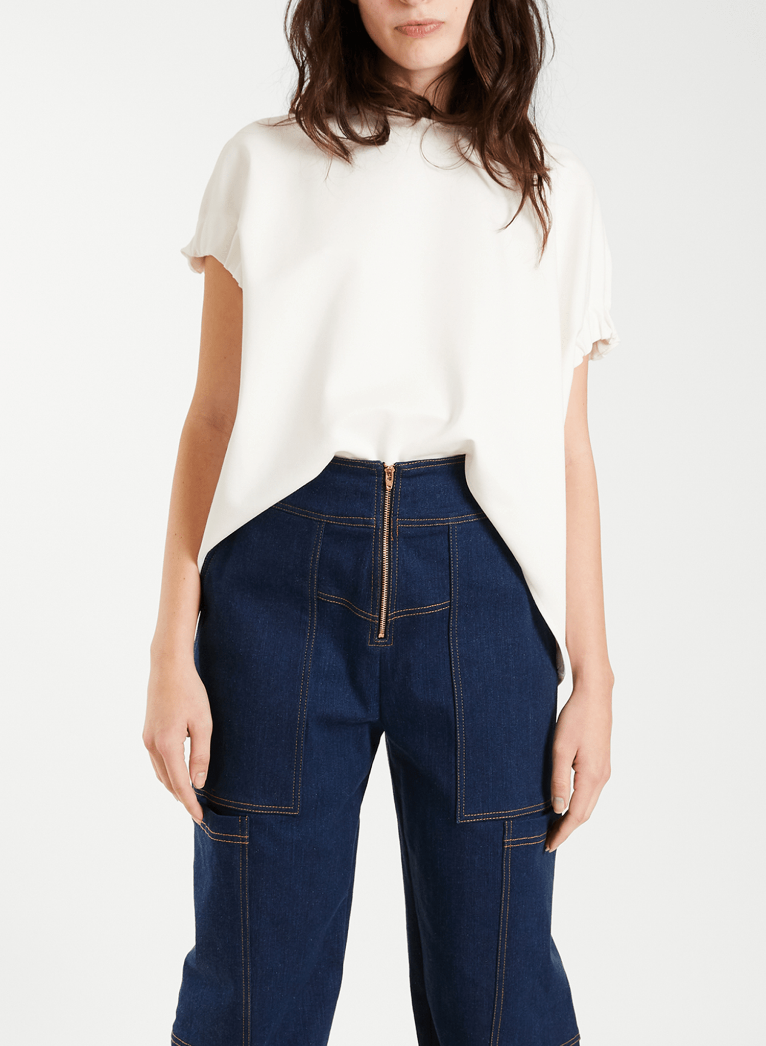 Elastic Armhole Top - White - Meg