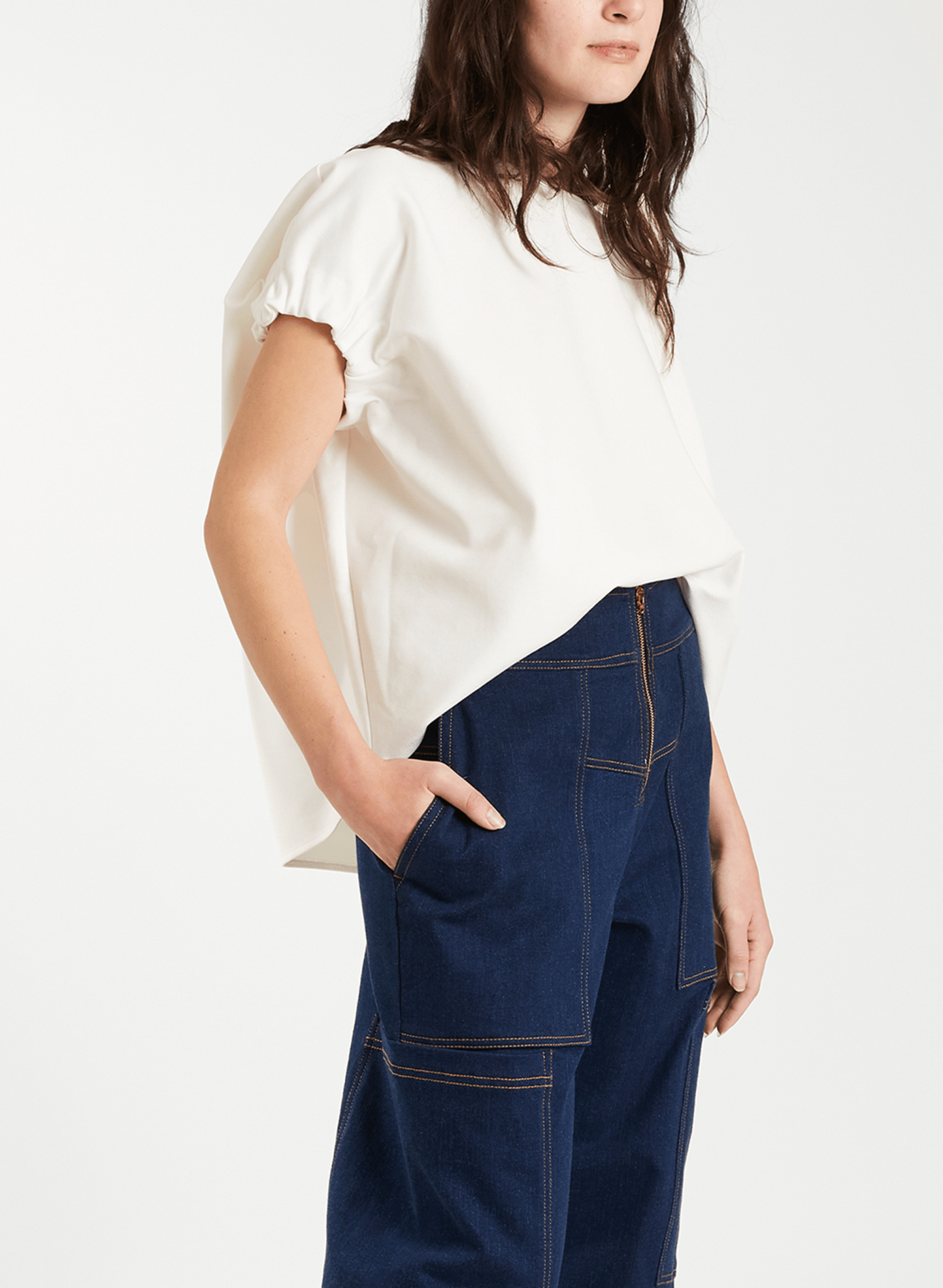 Elastic Armhole Top - White - Meg