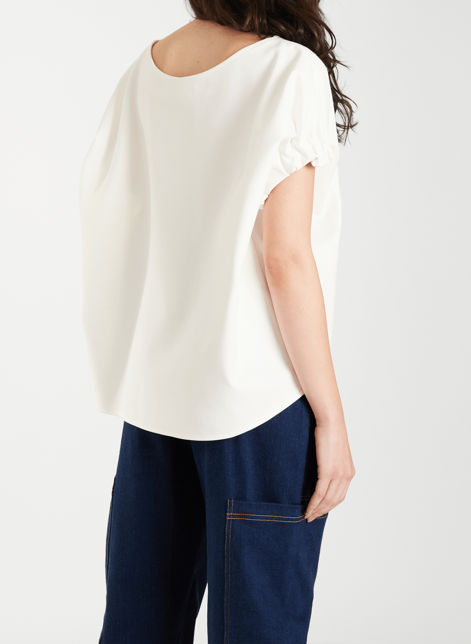 Elastic Armhole Top - White - Meg