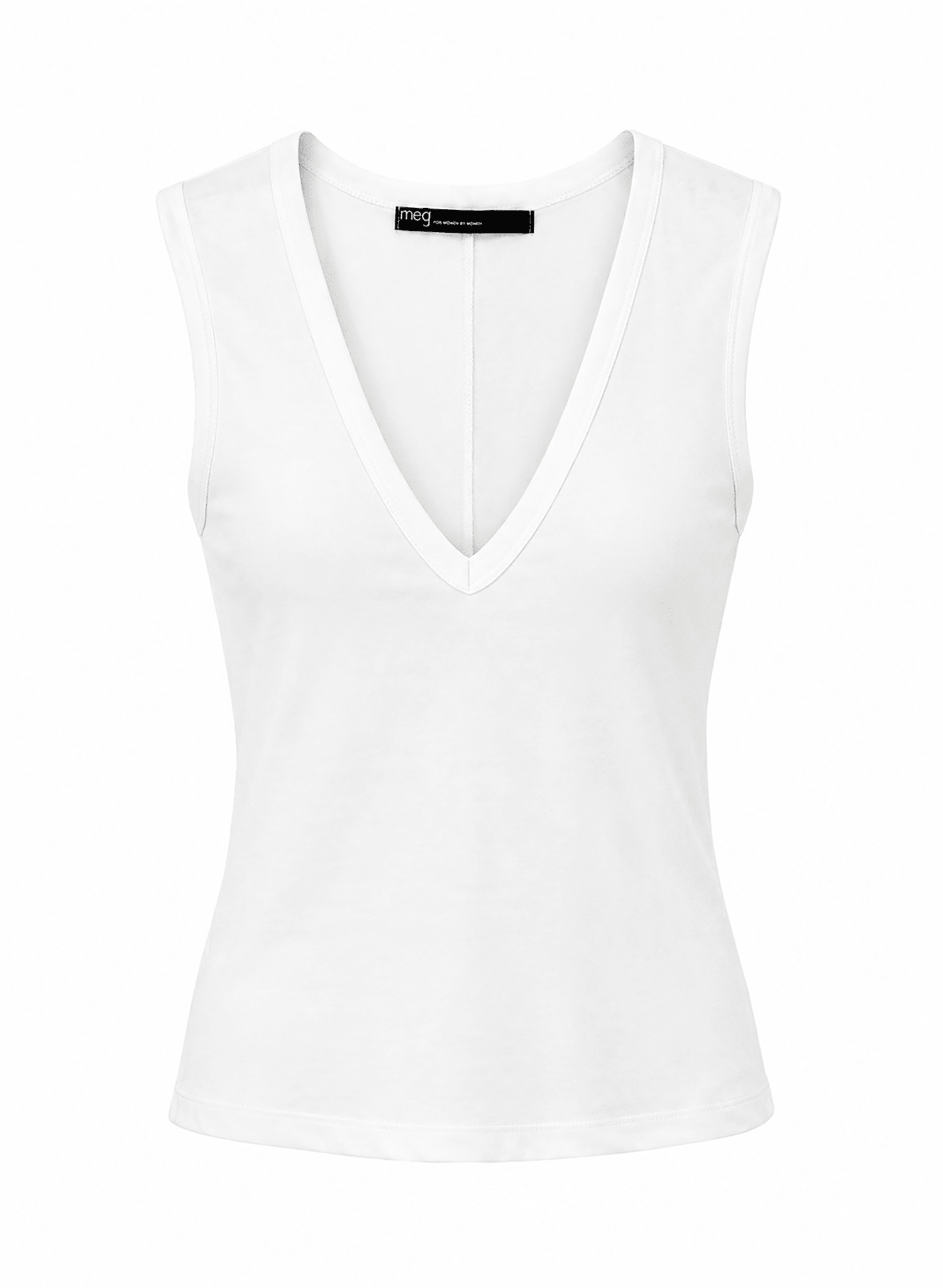 Fitted V-Neck Tank - White - Meg