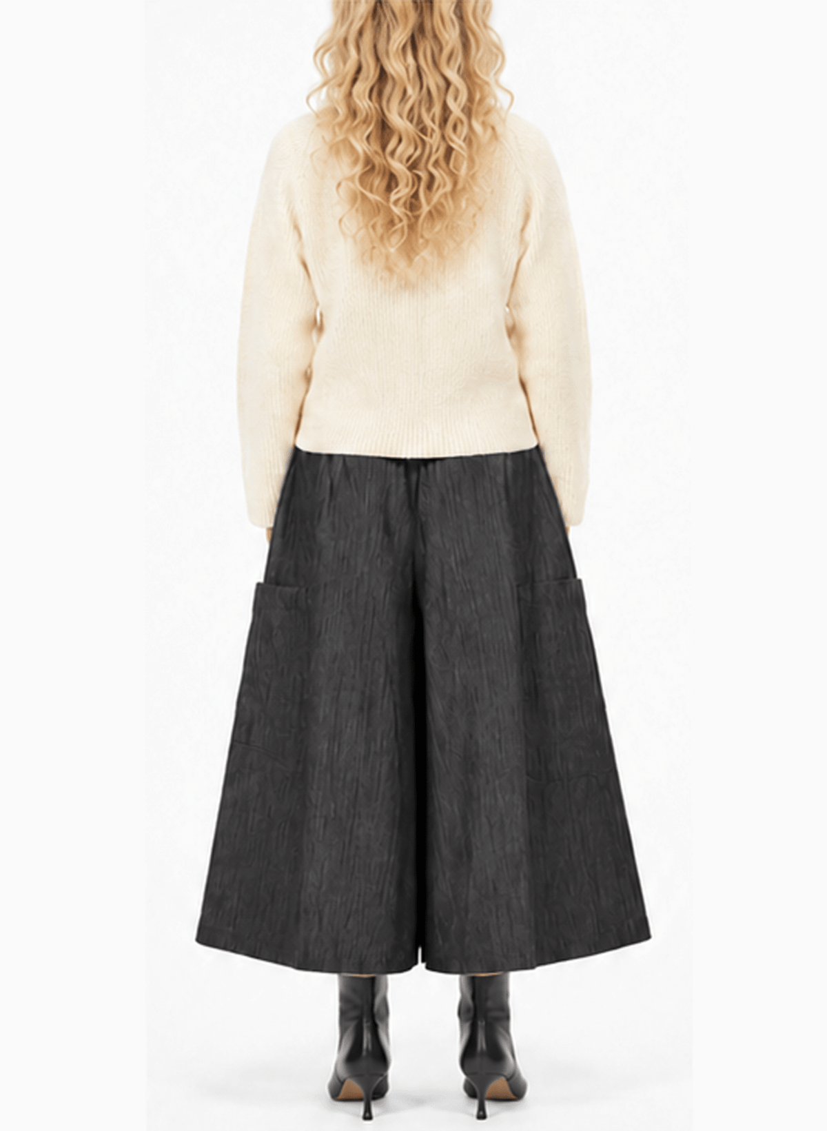 Funnel Neck Ribbed Pullover - Off-White - Meg