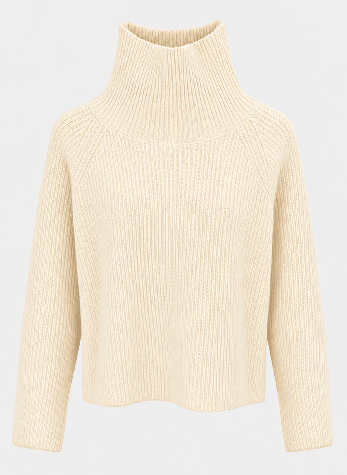 Funnel Neck Ribbed Pullover - Off-White - Meg