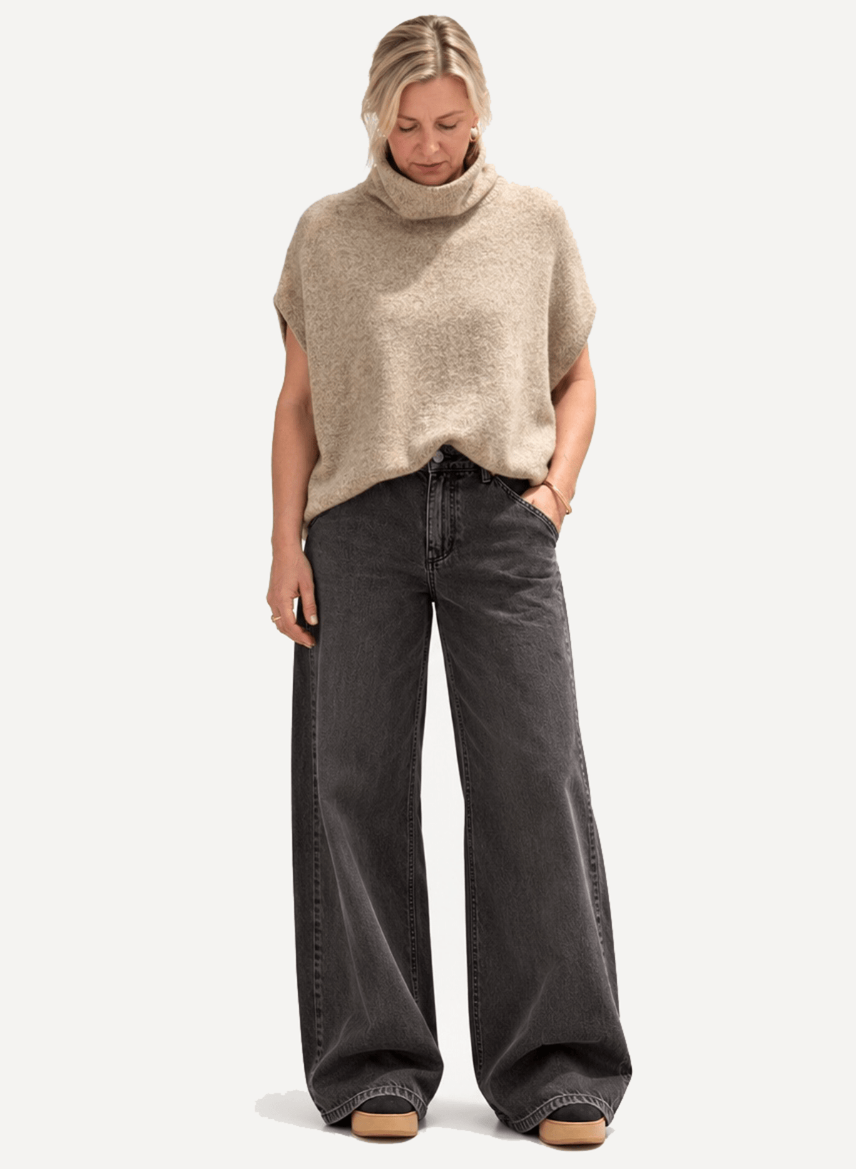 Funnel Neck Sweater - Oatmeal - Meg