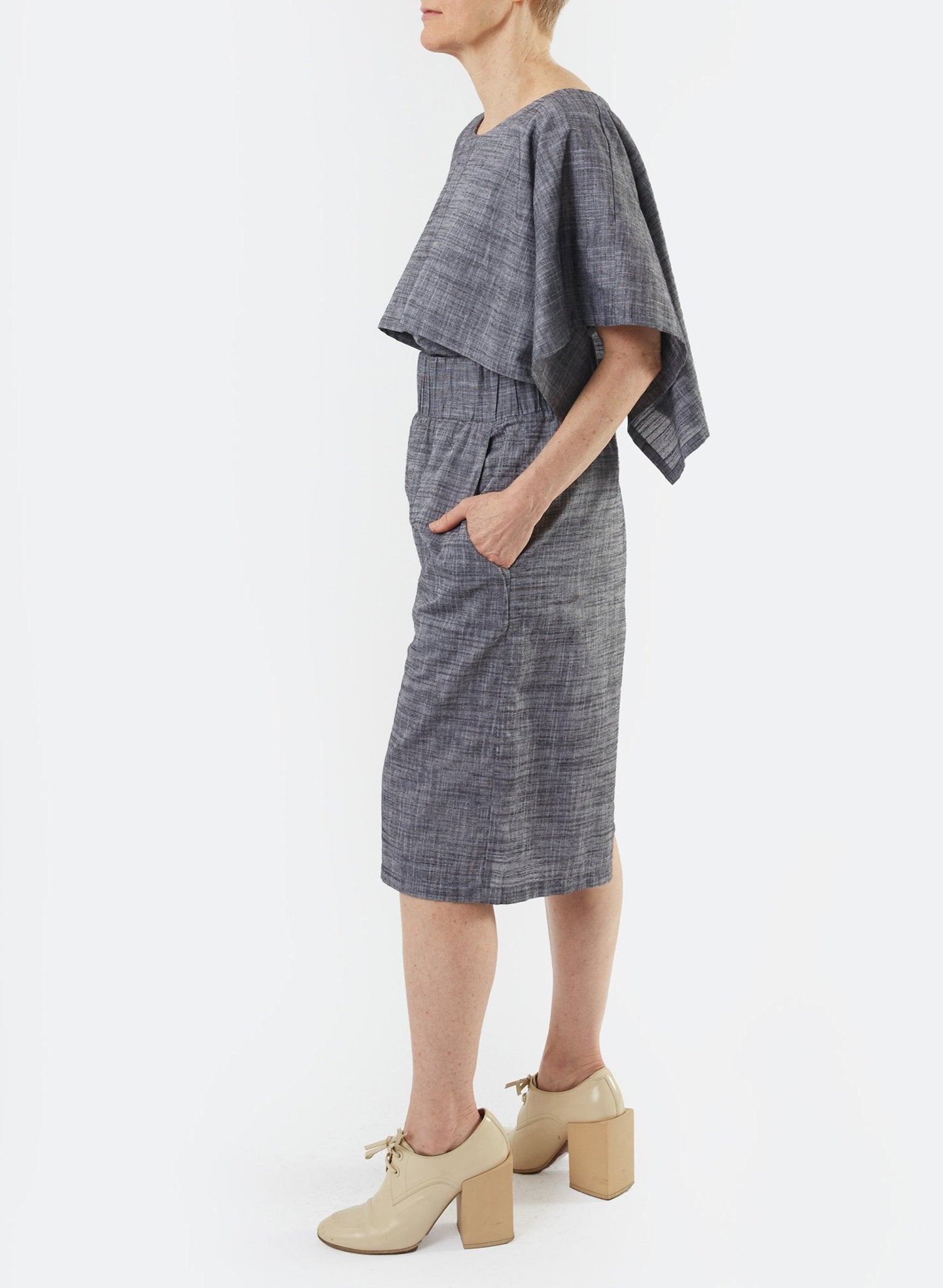 Gathered Short - Black Chambray - Meg