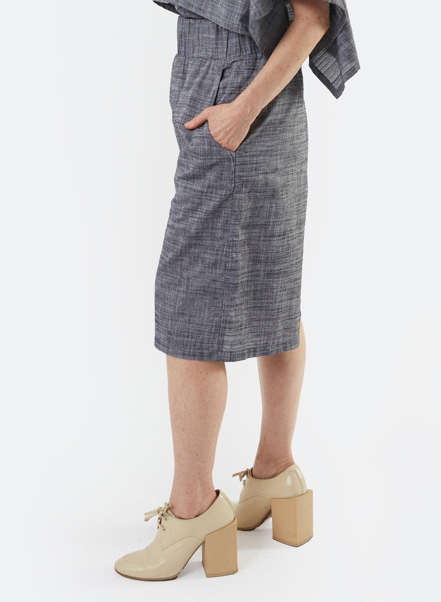 Gathered Short - Black Chambray - Meg