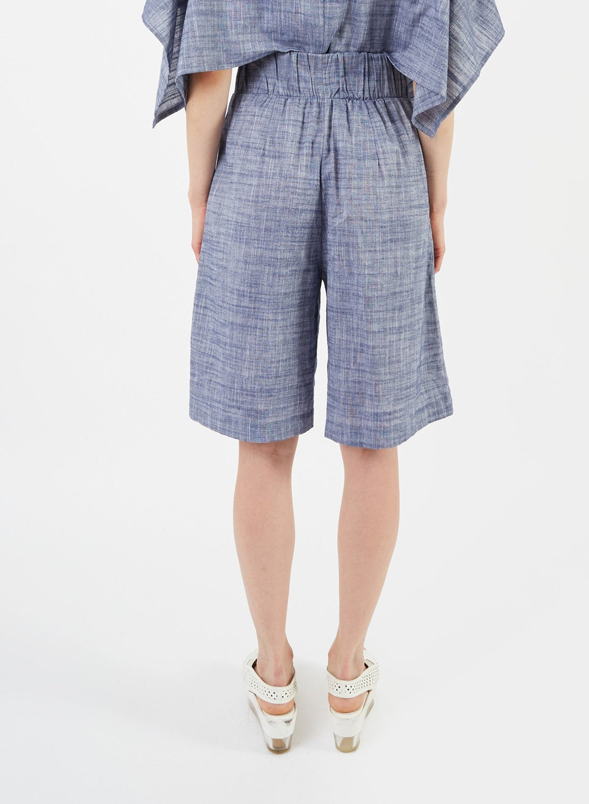 Gathered Short - Blue Chambray - Meg