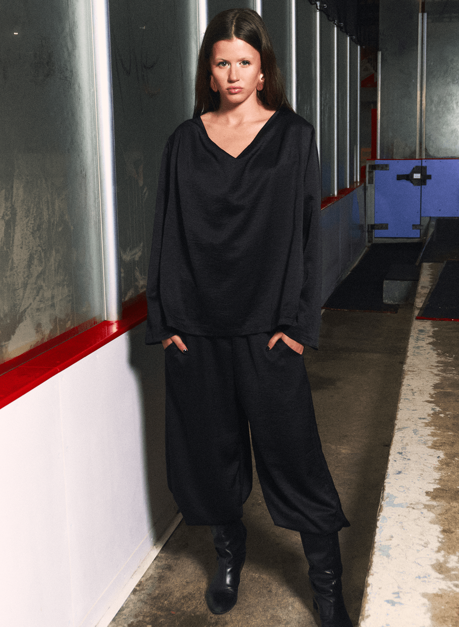 Goalie Cowl Top - Black (PRE-ORDER) - Meg