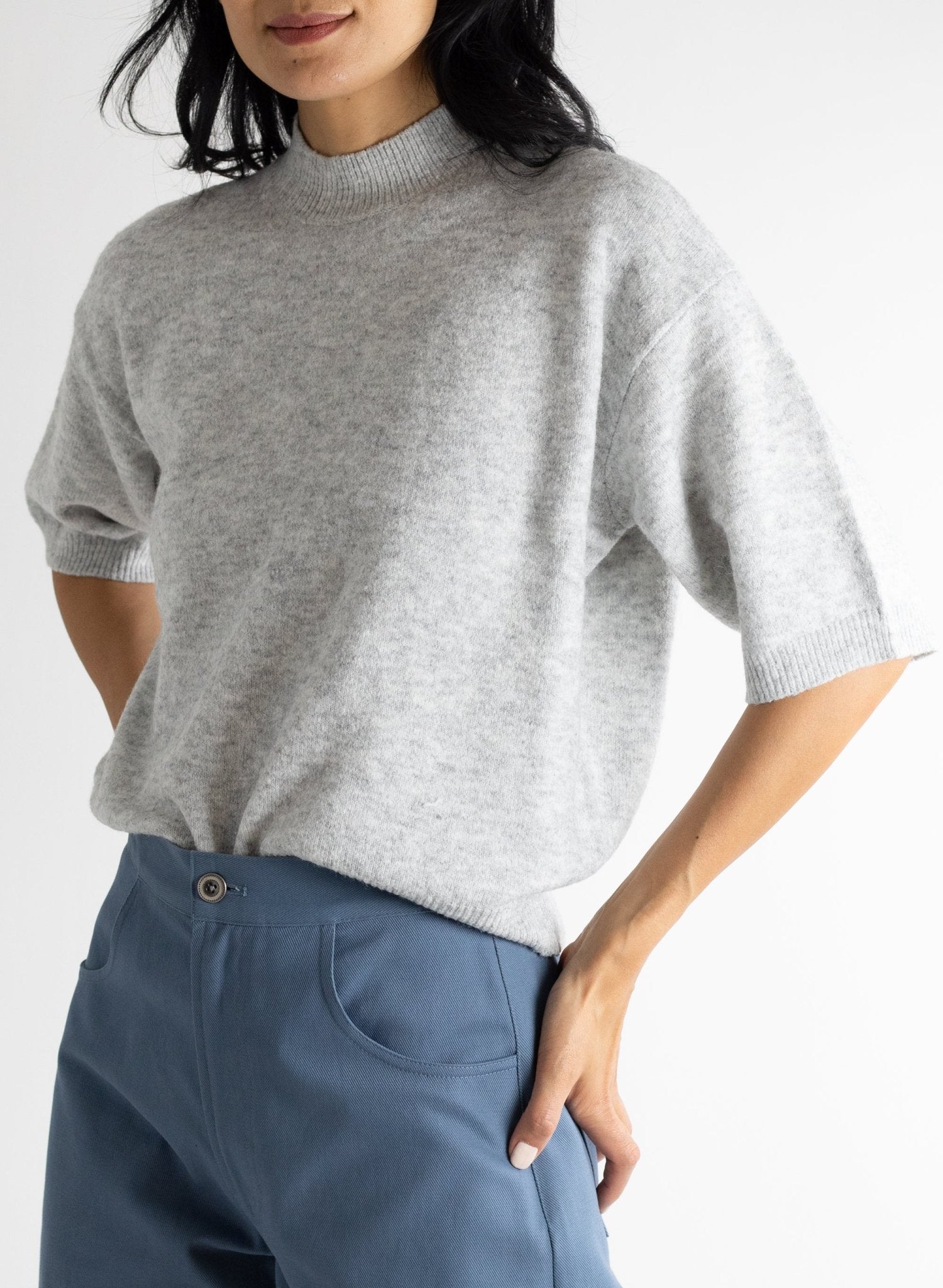 Half Sleeve Sweater - Light Grey - Meg