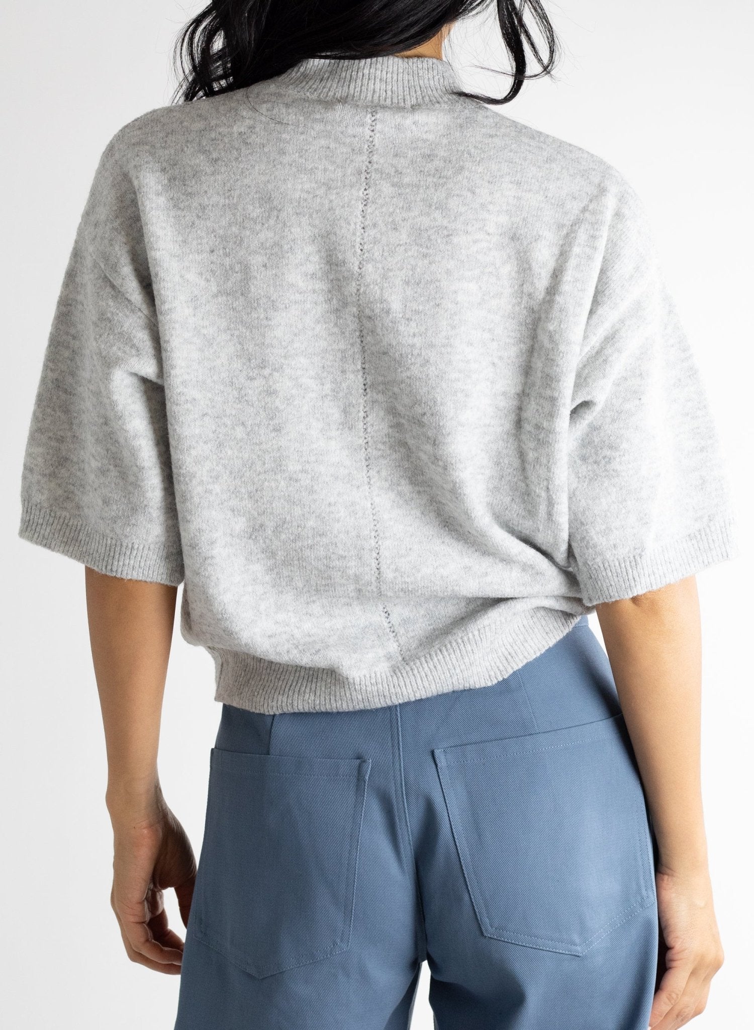 Half Sleeve Sweater - Light Grey - Meg