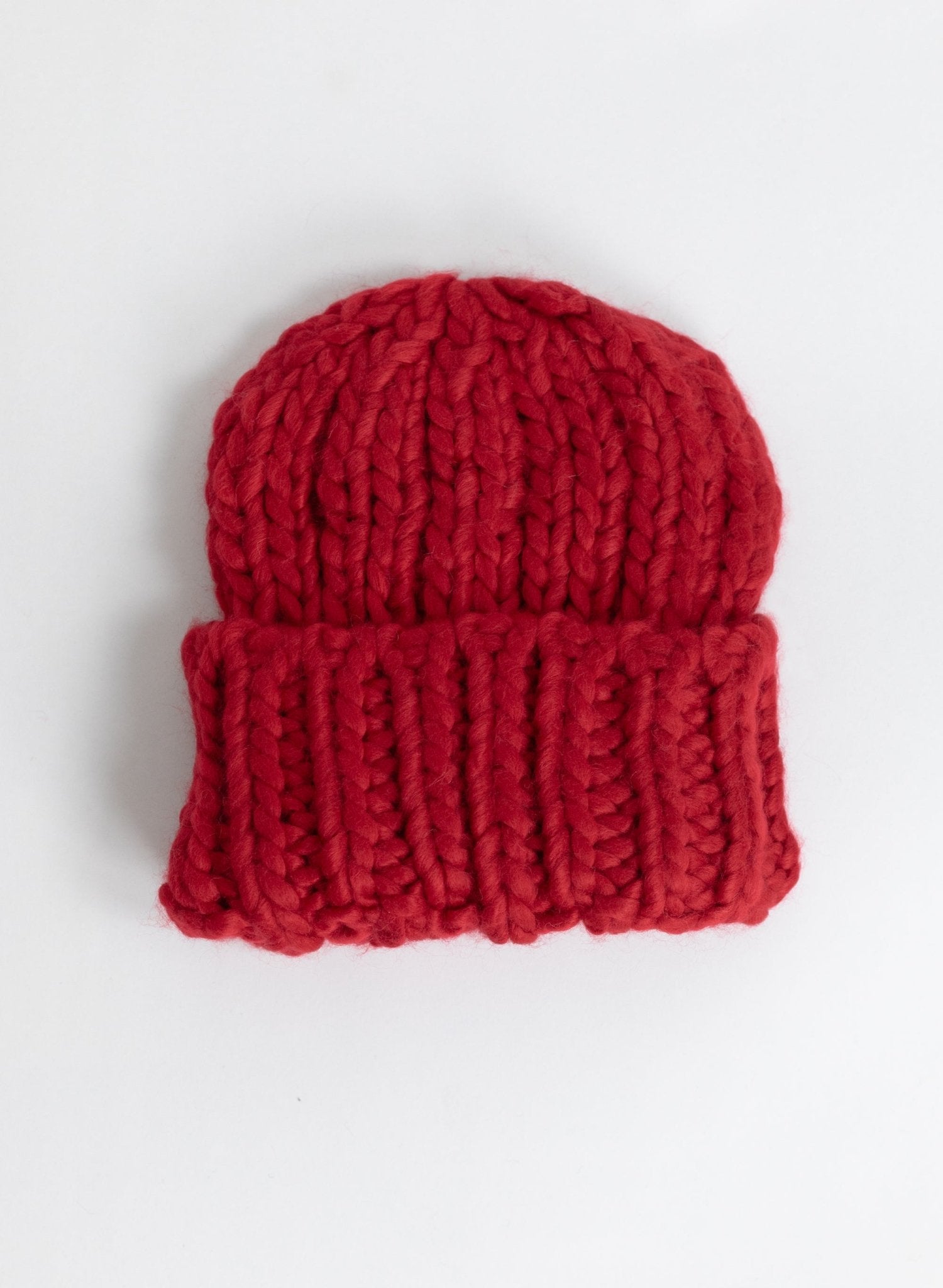 Hand Knit Beanie - Red - Meg