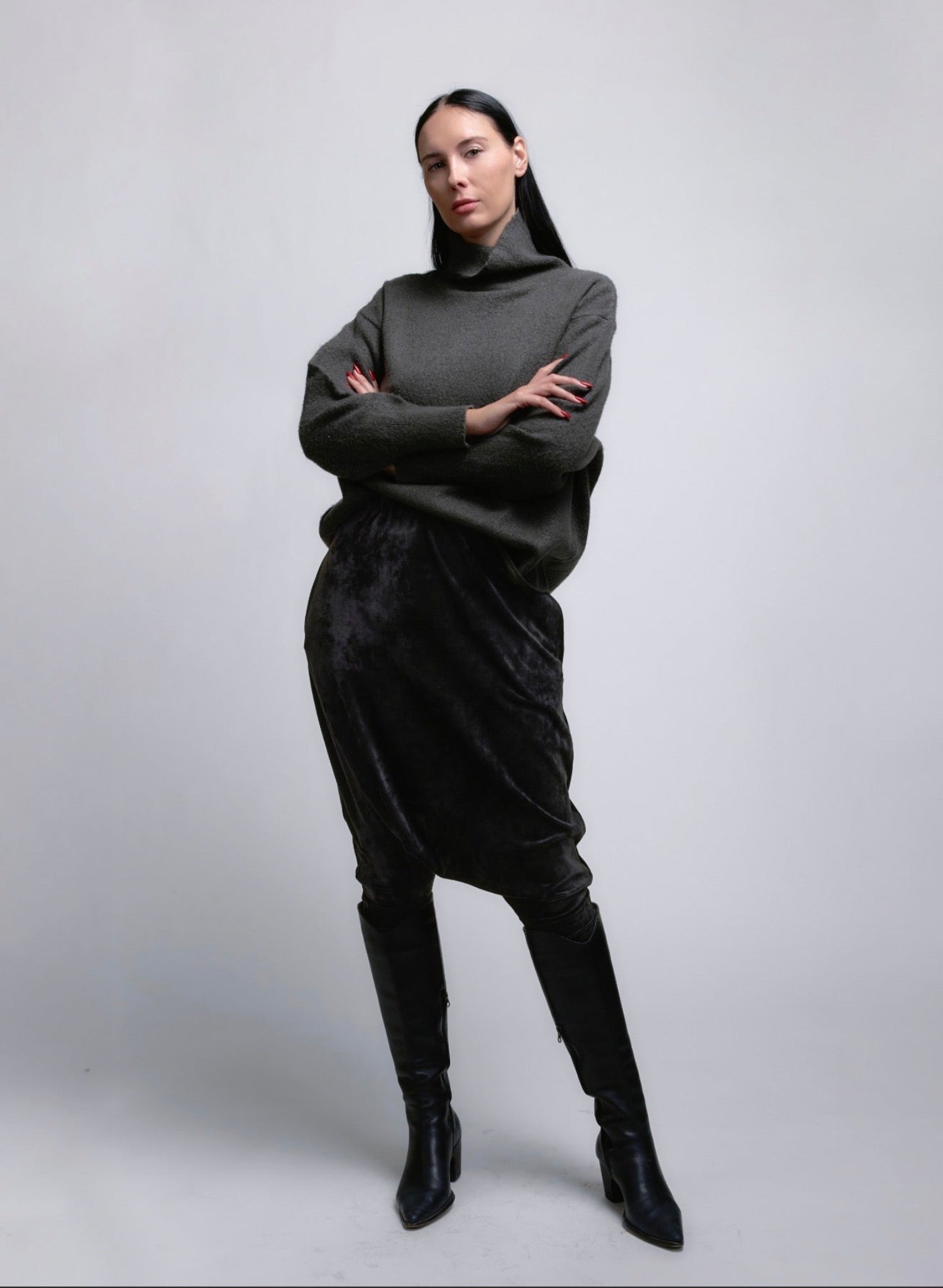 Harem Pant - Black Velour - Meg