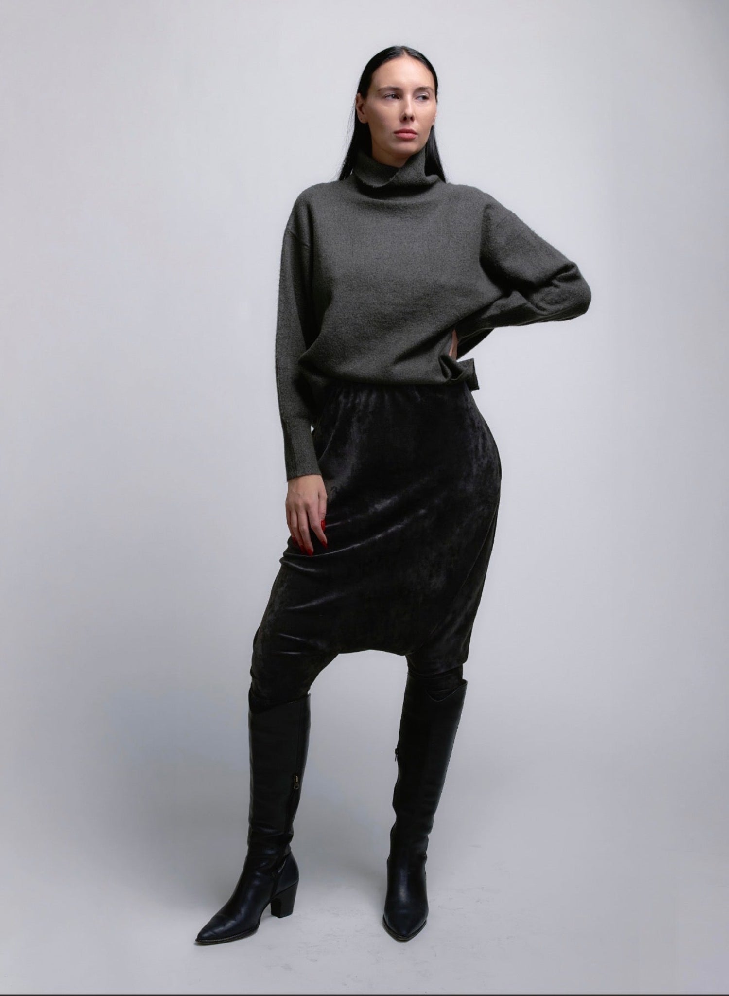 Harem Pant - Black Velour - Meg