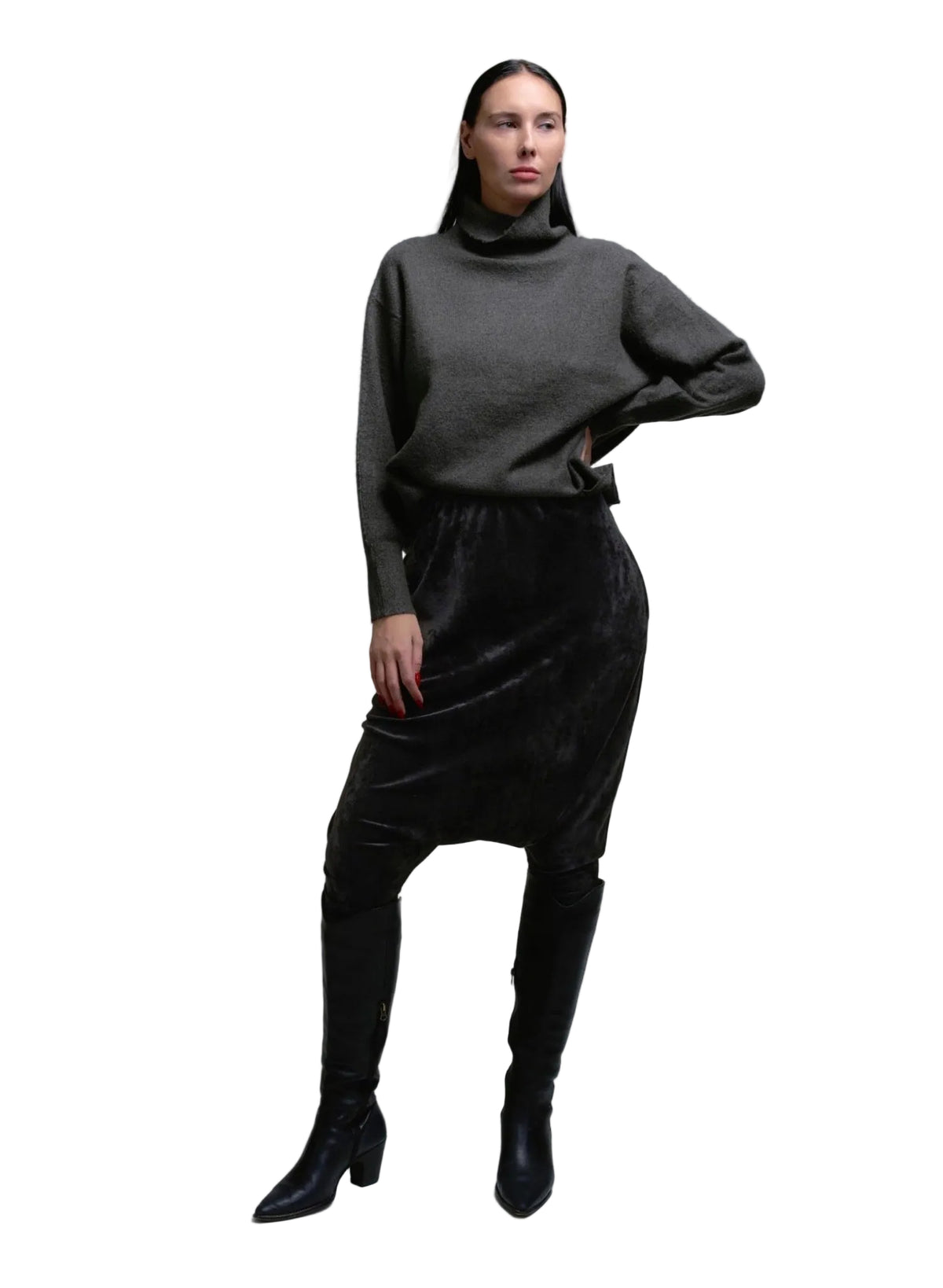 Harem Pant - Black Velour - Meg