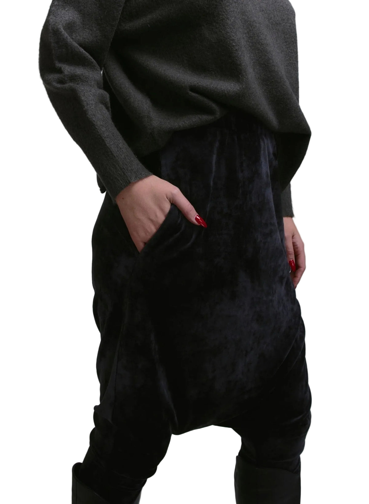 Harem Pant - Black Velour - Meg