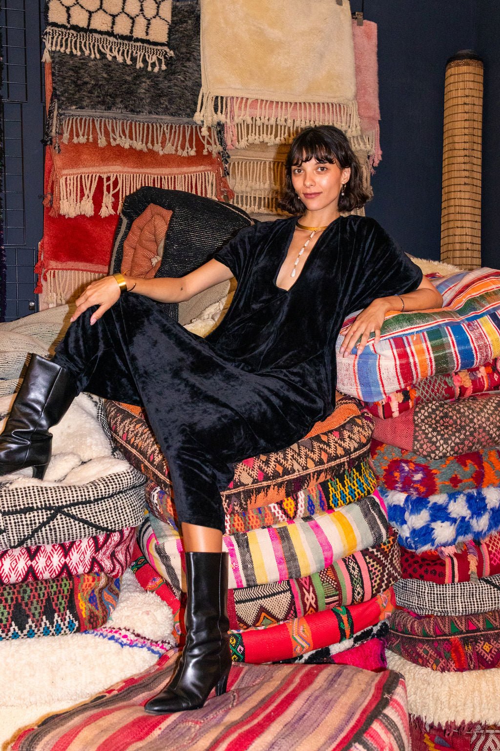 Harem Pant - Black Velour (Pre - Order) - Meg