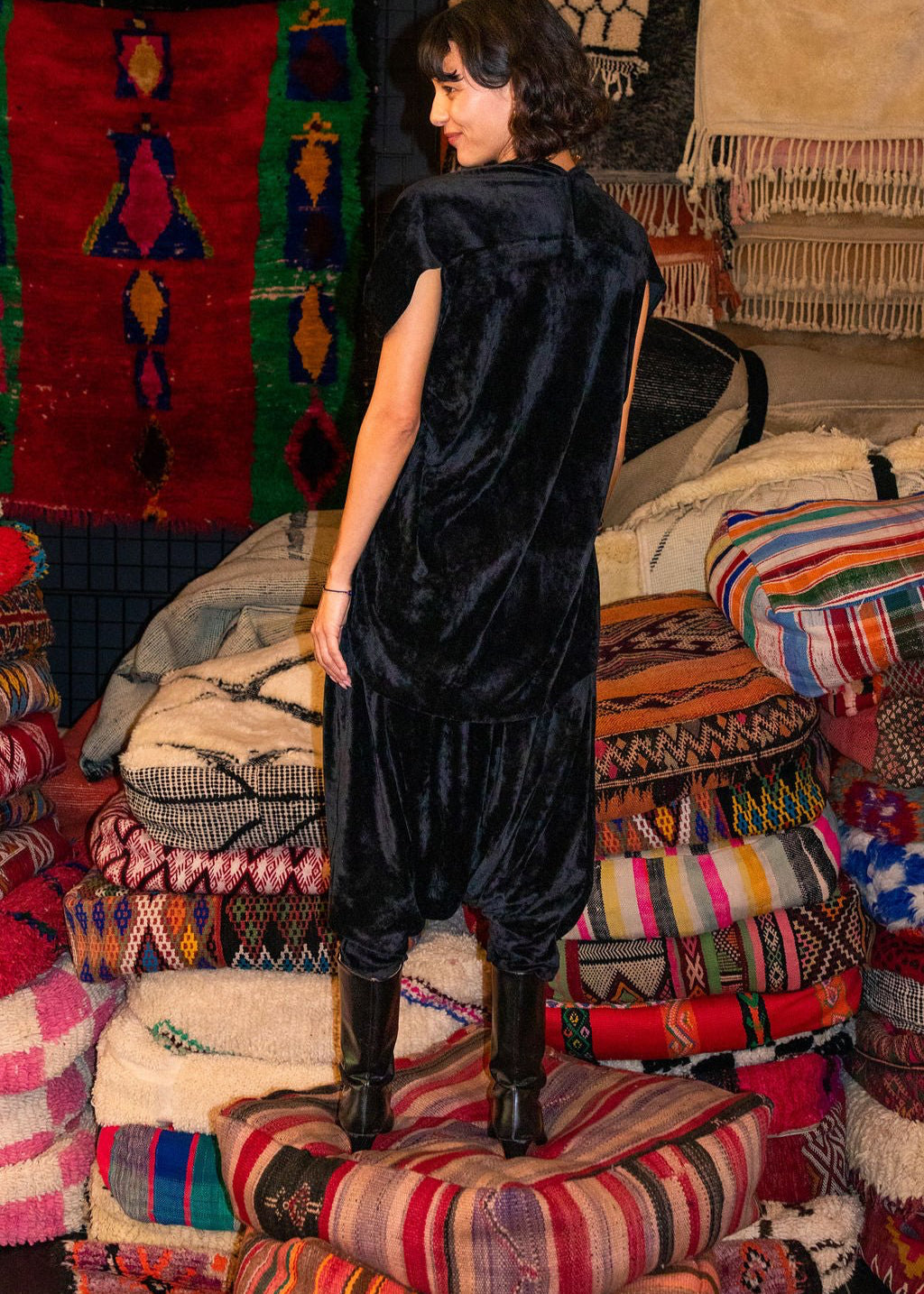 Harem Pant - Black Velour (Pre - Order) - Meg