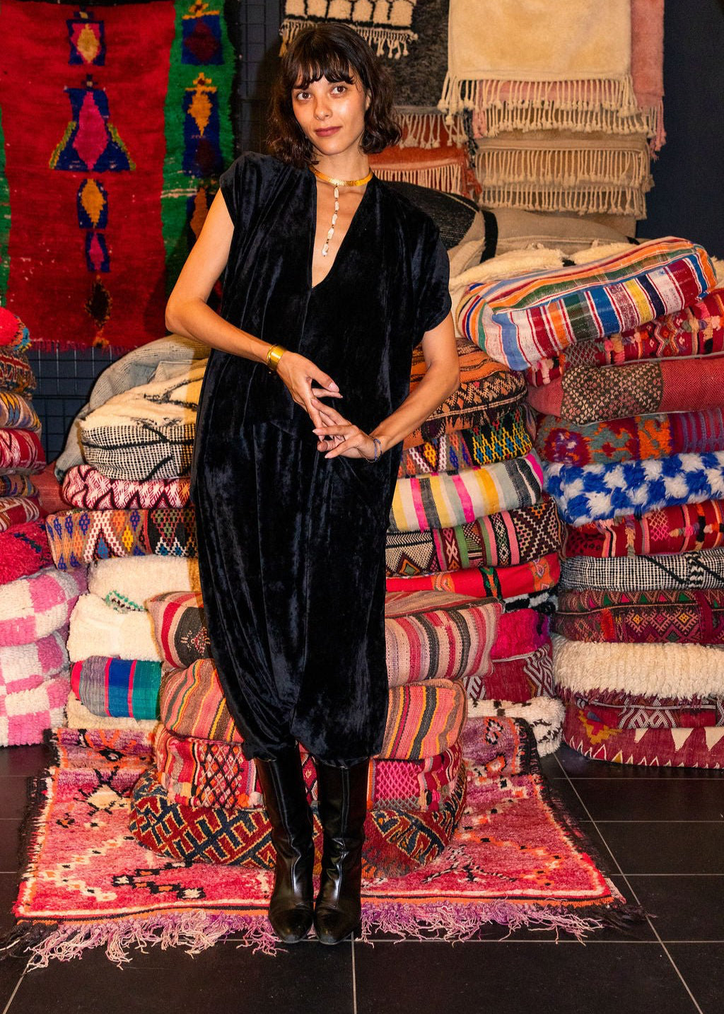 Harem Pant - Black Velour (Pre - Order) - Meg