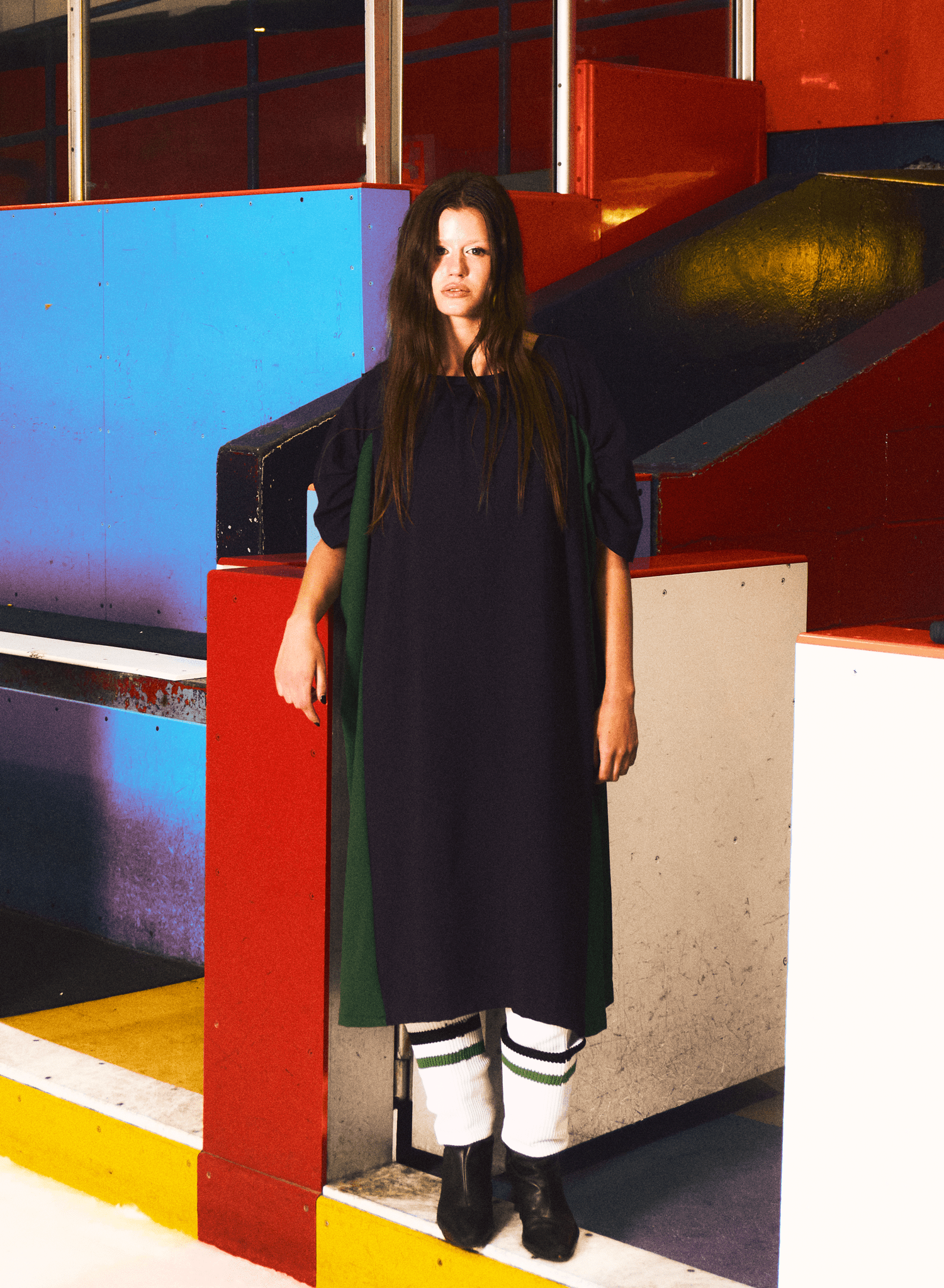 Hat Trick Two-Tone Dress - Navy/Green (PRE-ORDER) - Meg