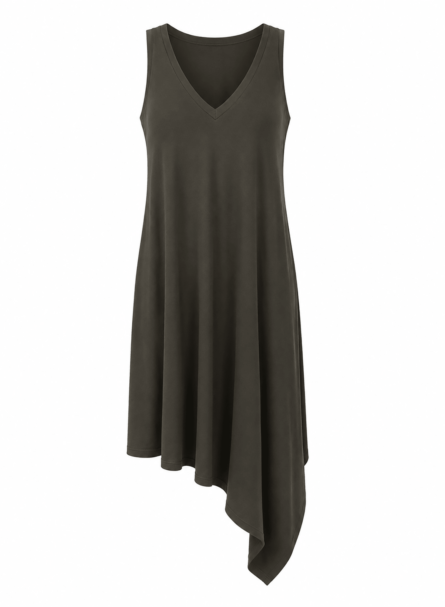 Jersey V-Neck Dress - Olive - Meg