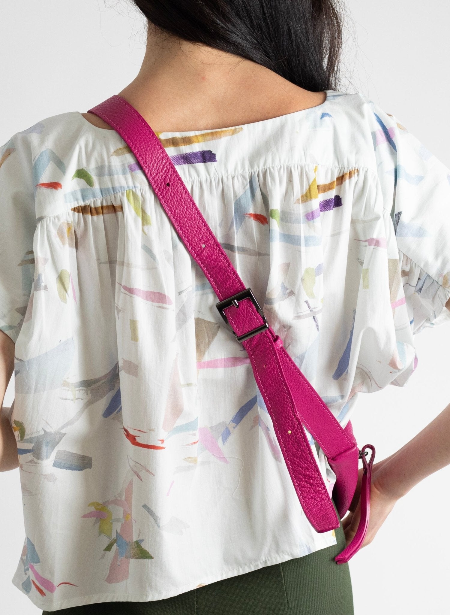 Katerina NYC - Leather Sling Bag - Fuchsia - Meg