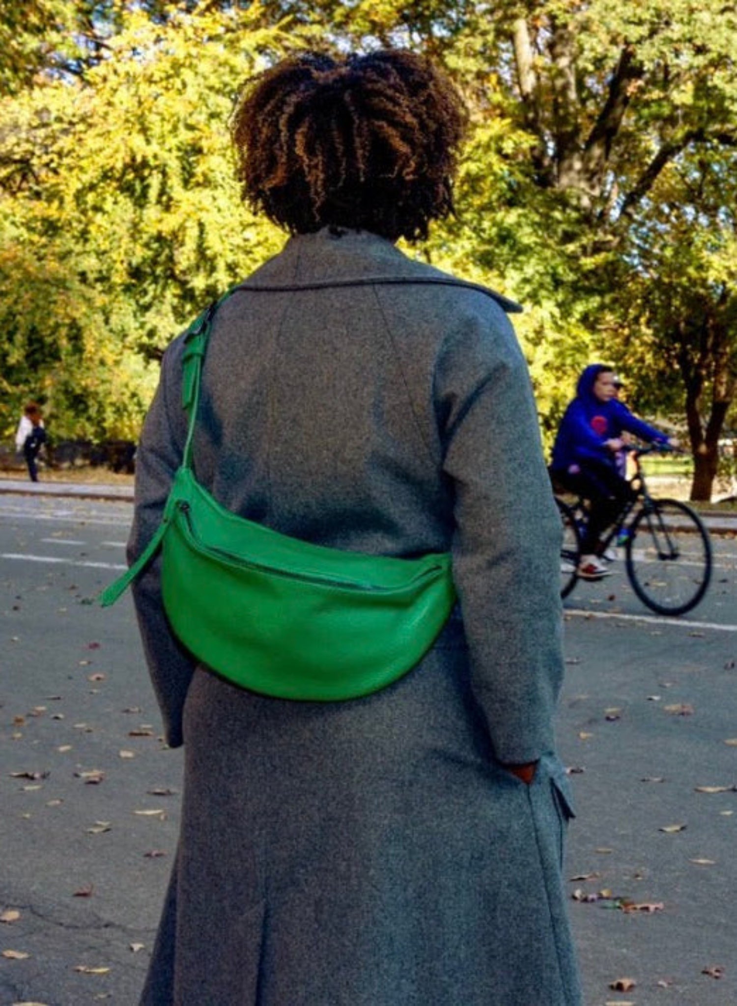 Katerina NYC - Pebbled Leather Sling Bag - Kelly Green - Meg