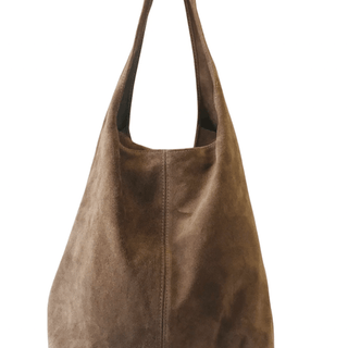 Roomy large shopper - suede shoulder tote with zipper - Black - Made in NYC