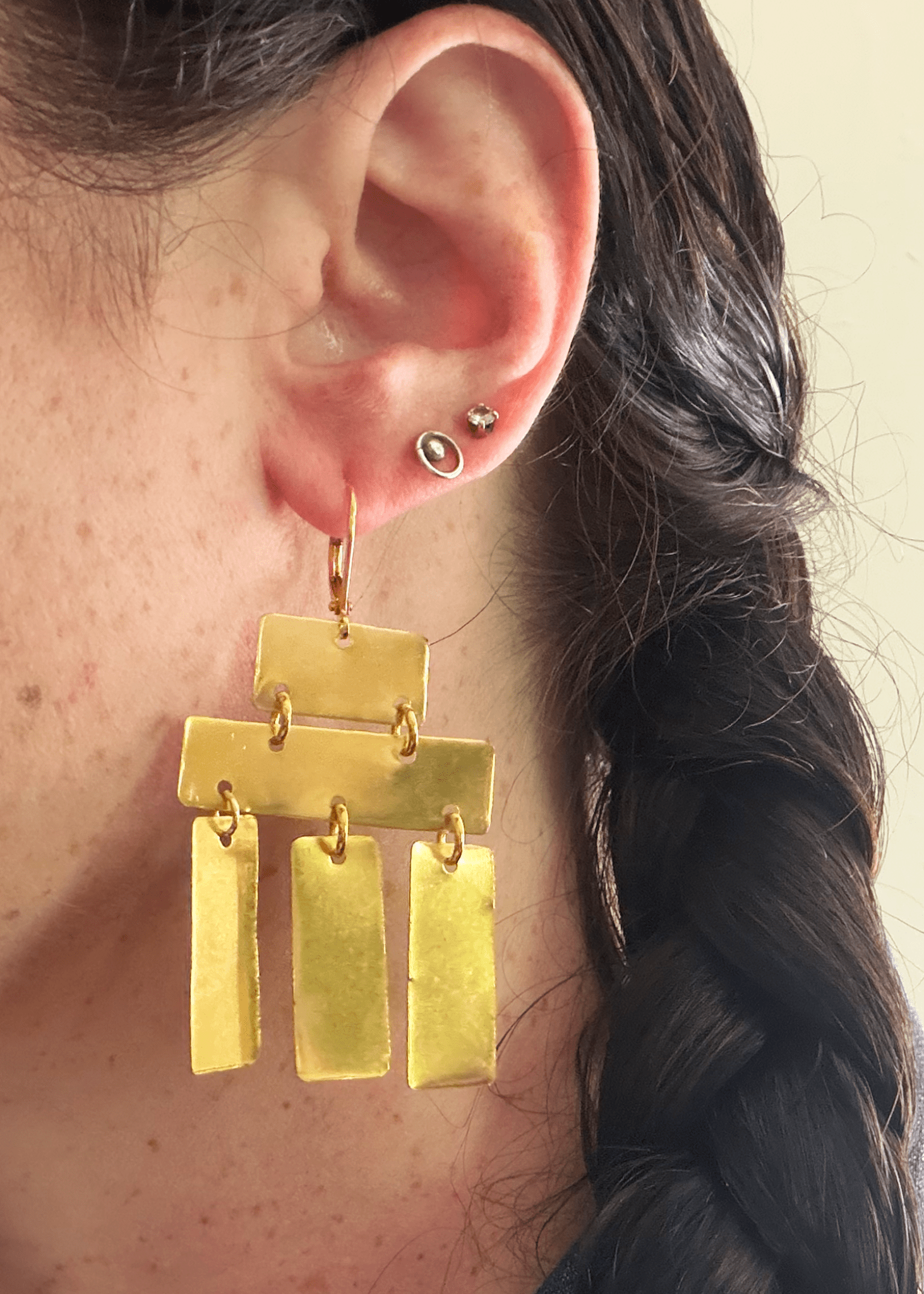 Line & Label - Chandelier Earrings - Brass - Meg