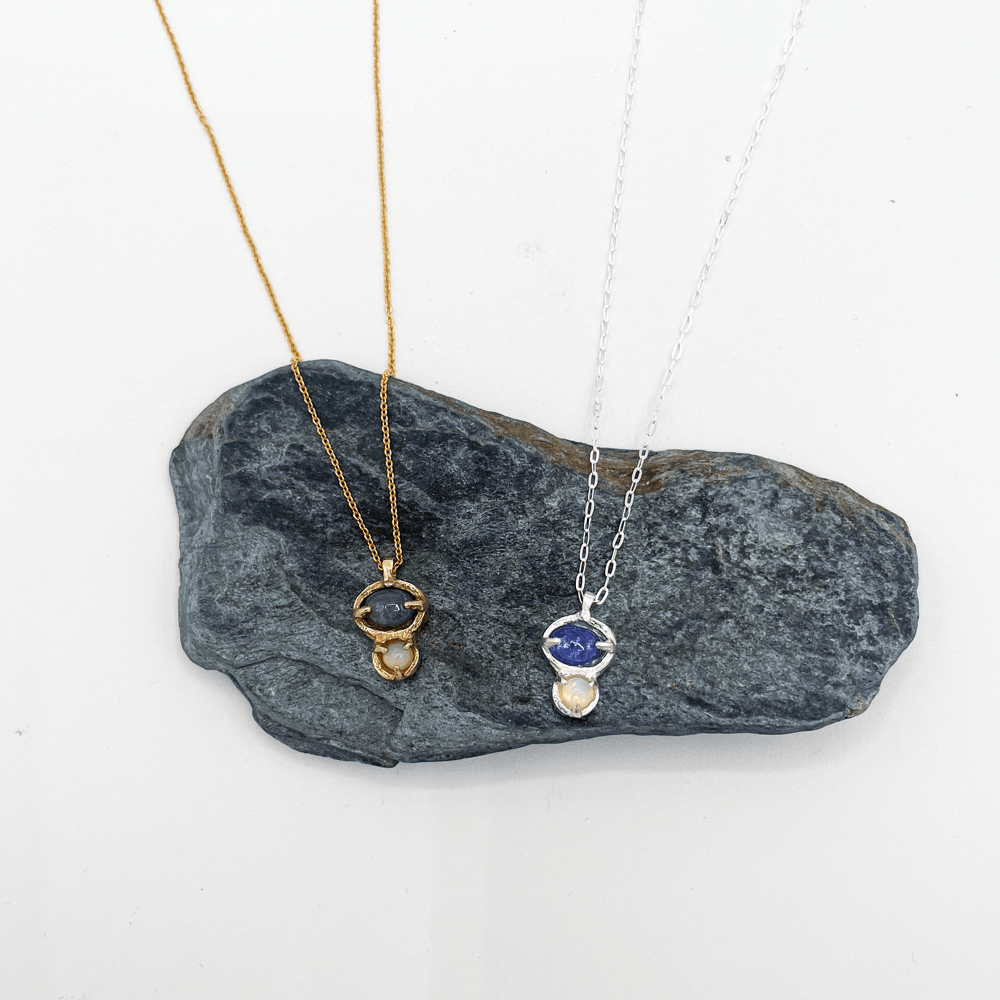 Line &amp; Label - Duo Pendant - Tanzanite &amp; Opal - Meg