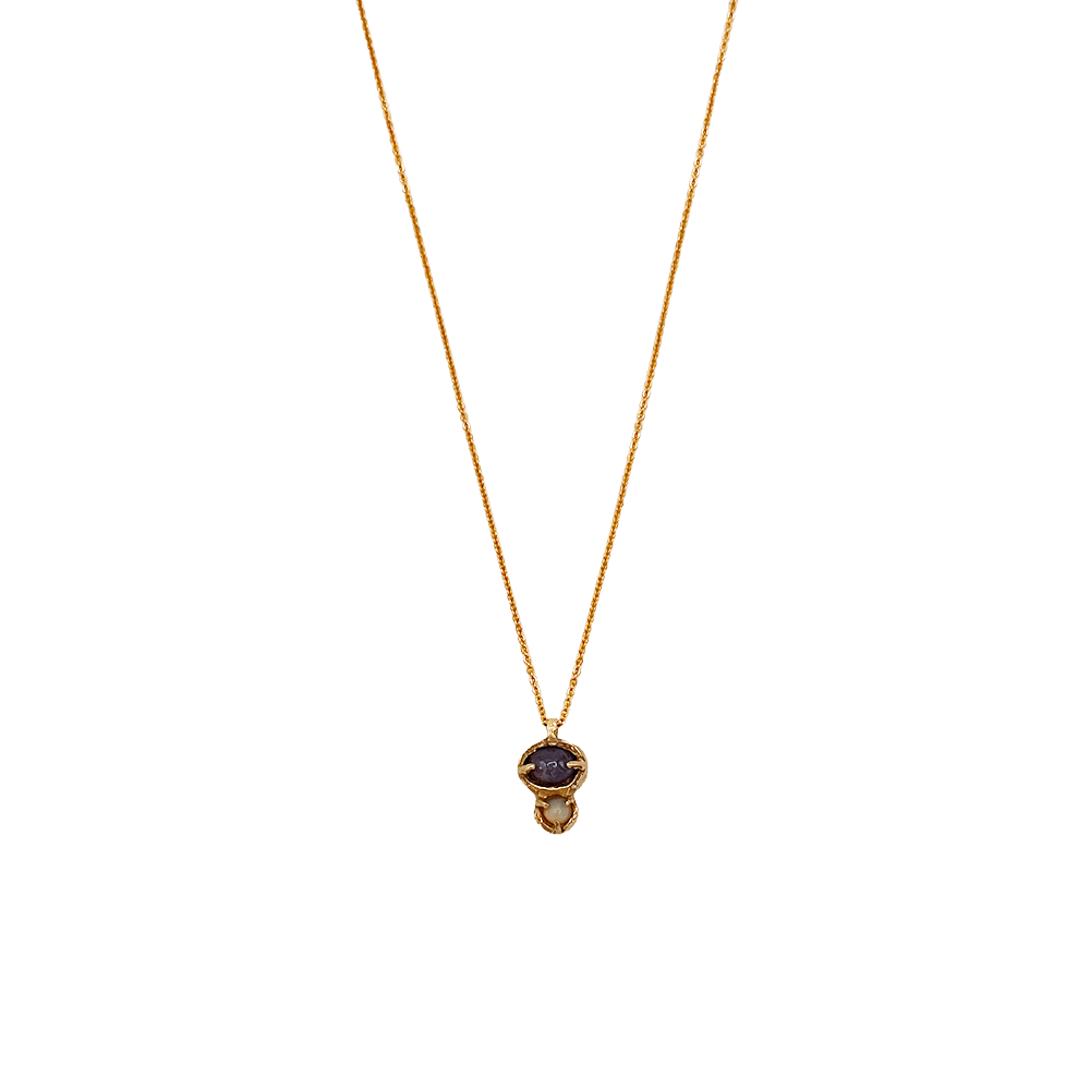 Line &amp; Label - Duo Pendant - Tanzanite &amp; Opal - Meg